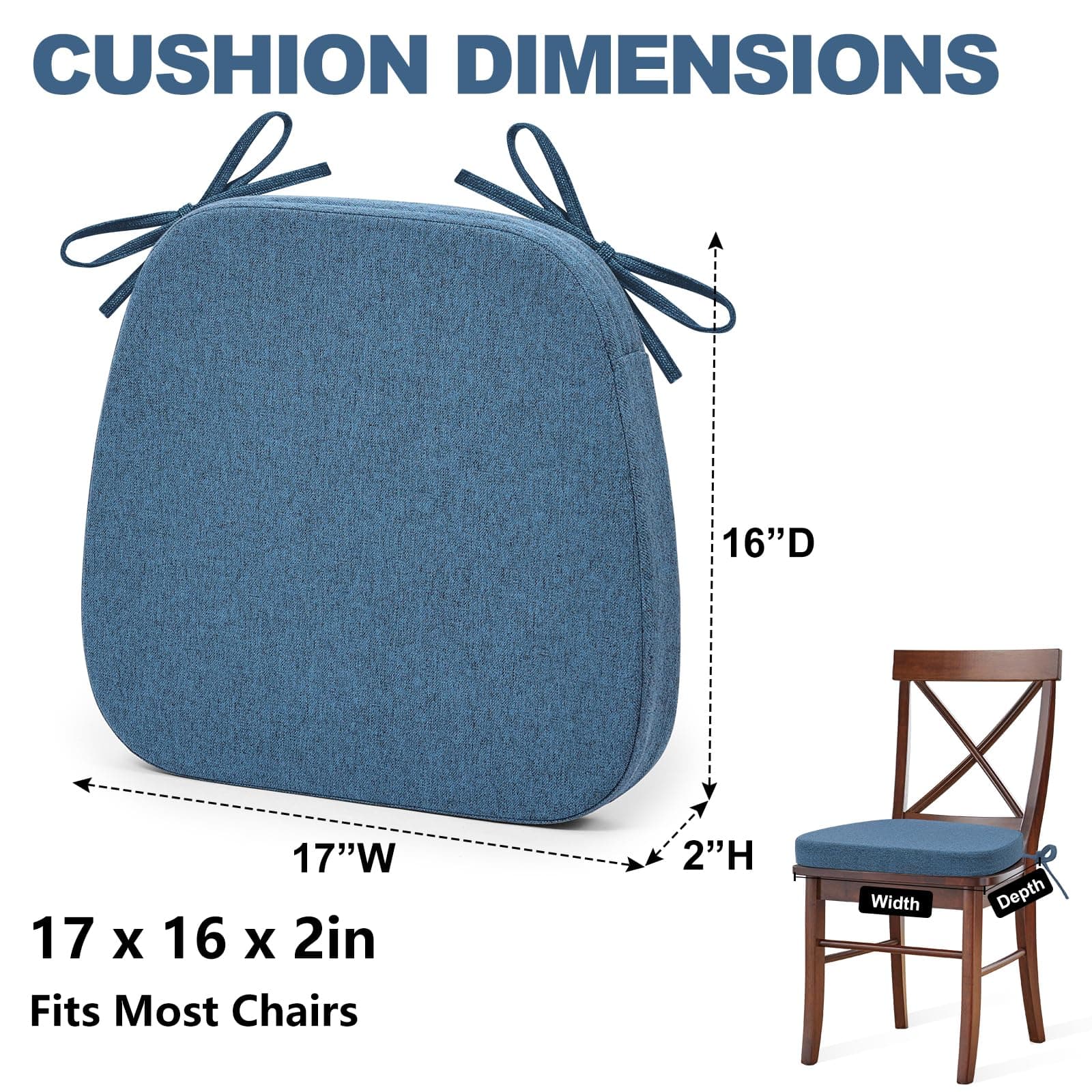 Shinnwa Chair Pads for Dining Chairs Set of 4 Non-Slip Kitchen Chair Cushions De - Thumbnail 5