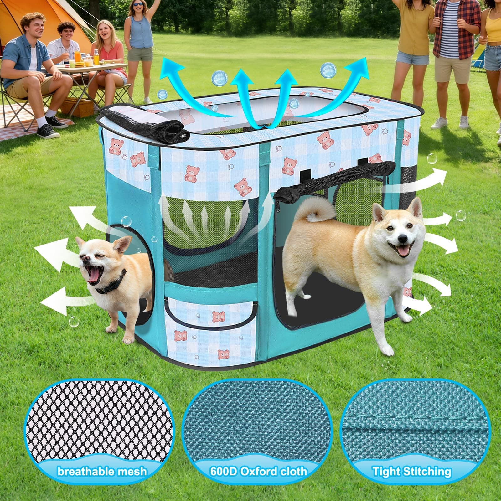Foldable Dog Playpen Indoor,Expandable Puppy Playpen,Portable Pet Playpen for Sm - Thumbnail 7