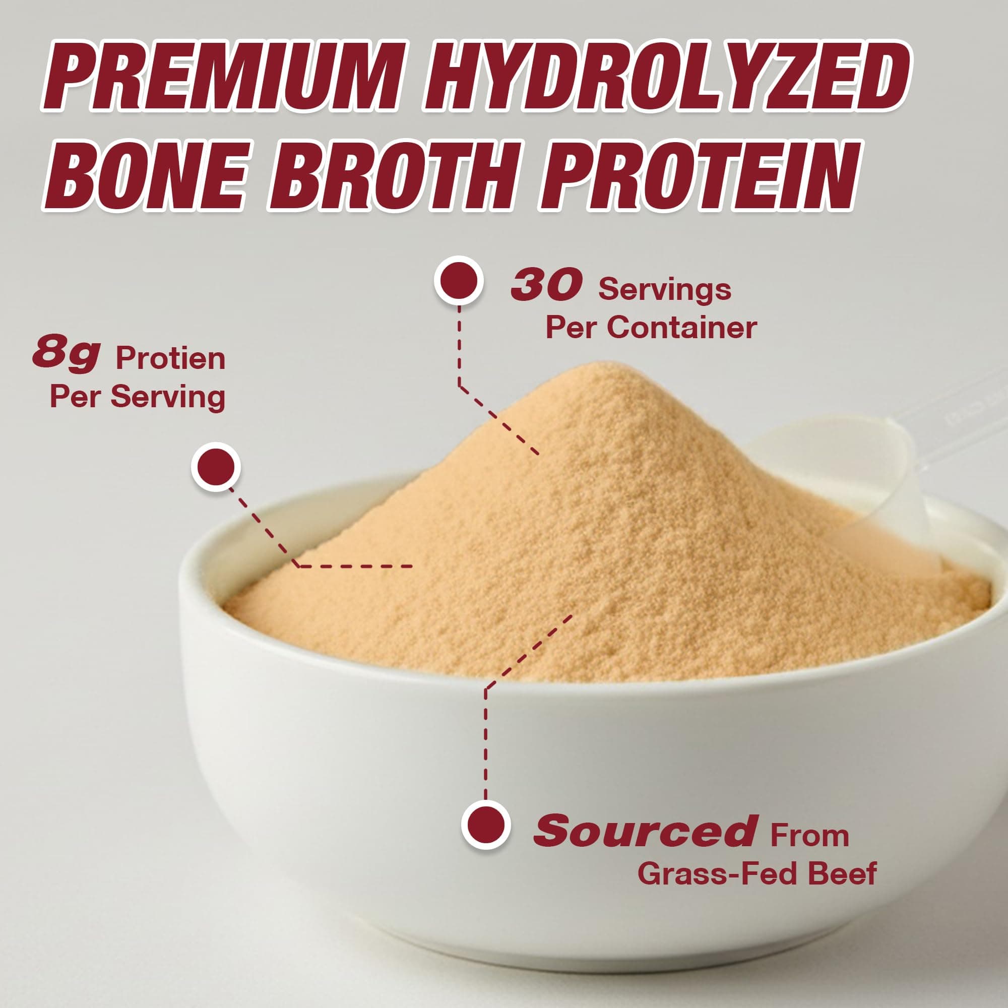 Zammex Beef Bone Broth Protein Powder - Grass-Fed Hydrolyzed Collagen, Supports - Thumbnail 5