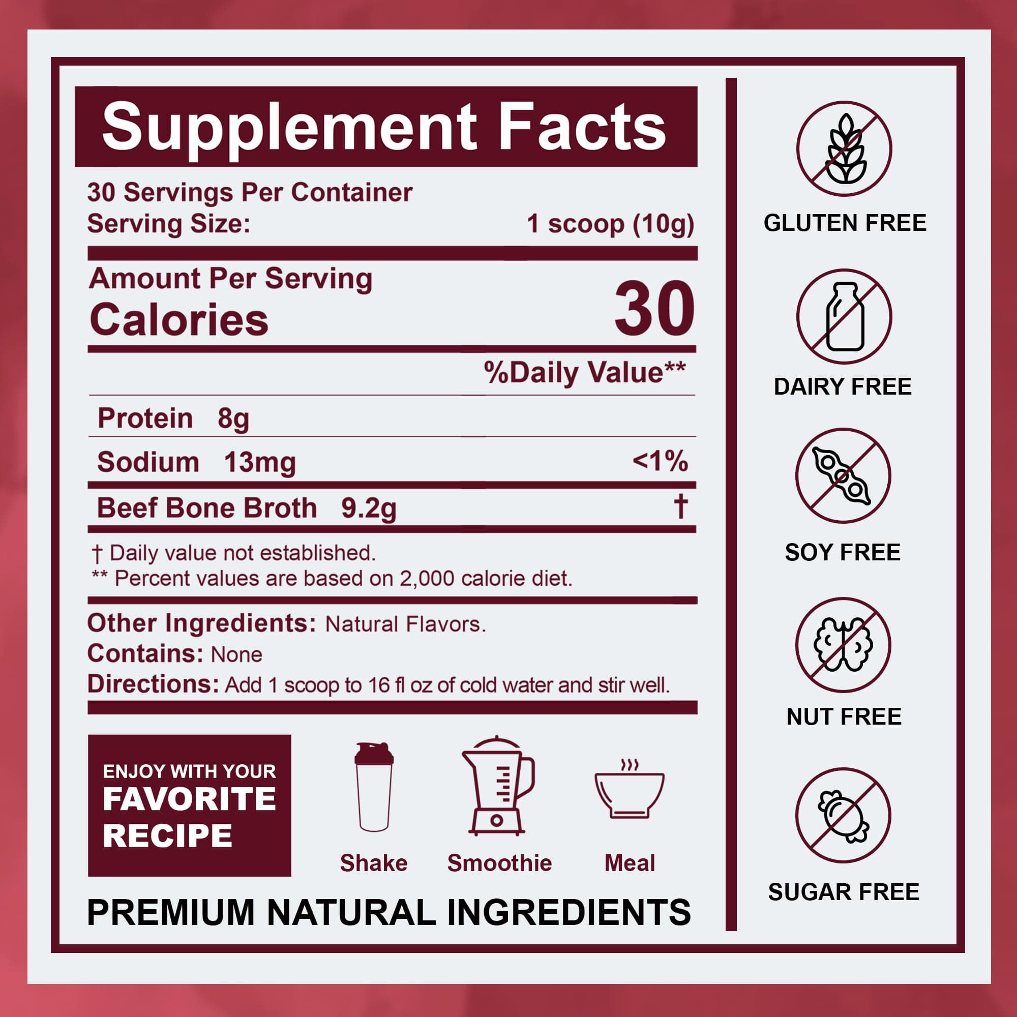 Zammex Beef Bone Broth Protein Powder - Grass-Fed Hydrolyzed Collagen, Supports - Thumbnail 2
