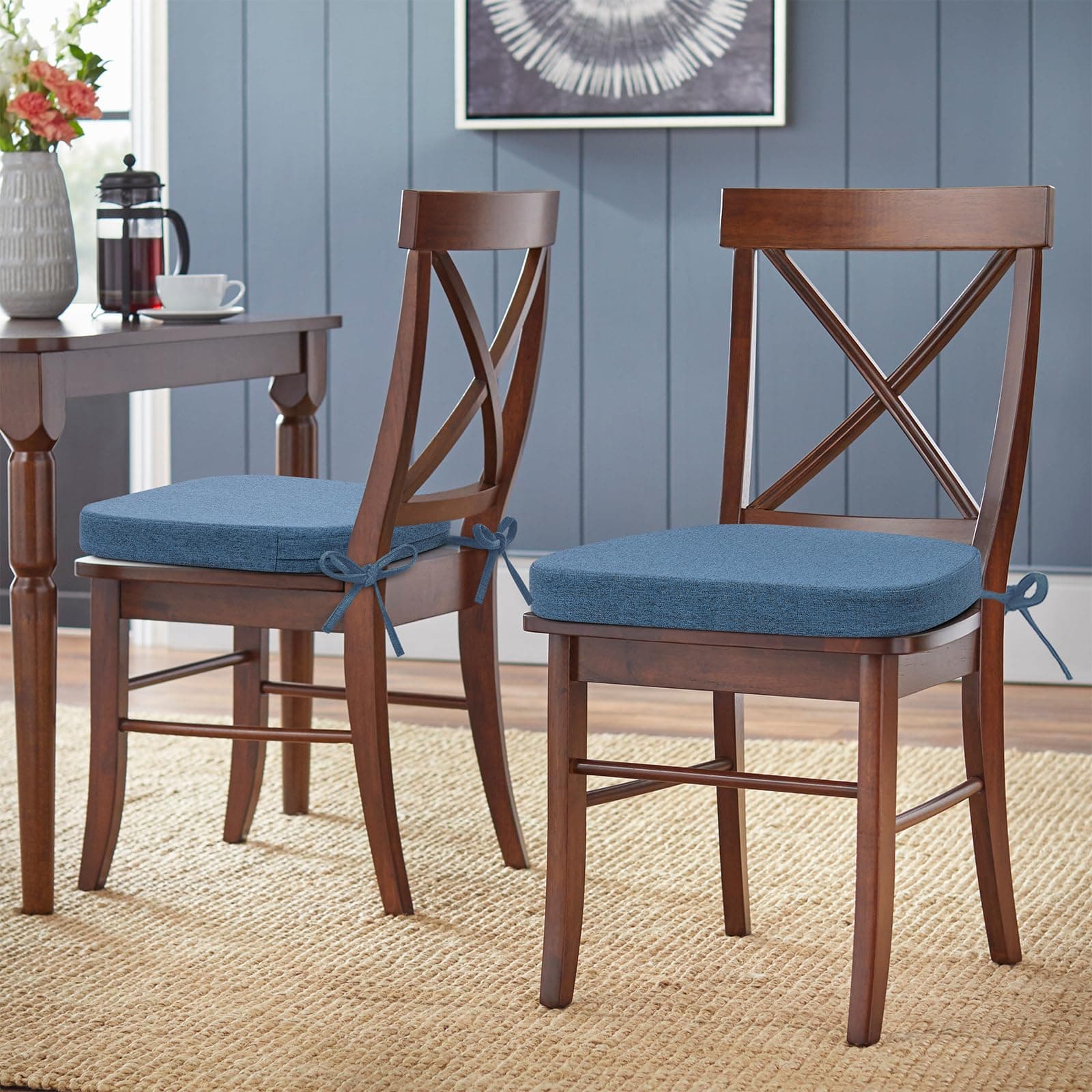 Shinnwa Chair Pads for Dining Chairs Set of 4 Non-Slip Kitchen Chair Cushions De - Thumbnail 7