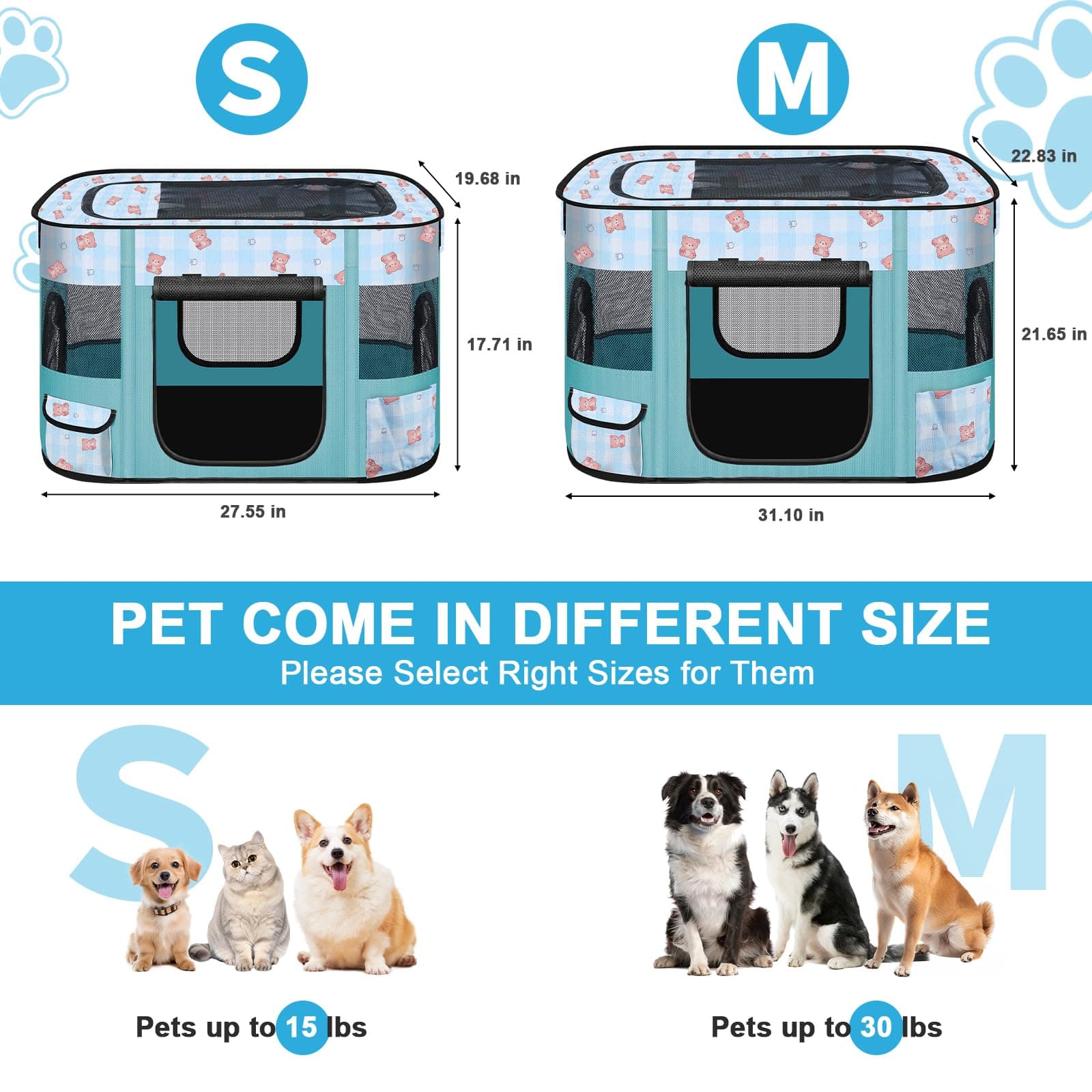 Foldable Dog Playpen Indoor,Expandable Puppy Playpen,Portable Pet Playpen for Sm - Thumbnail 6