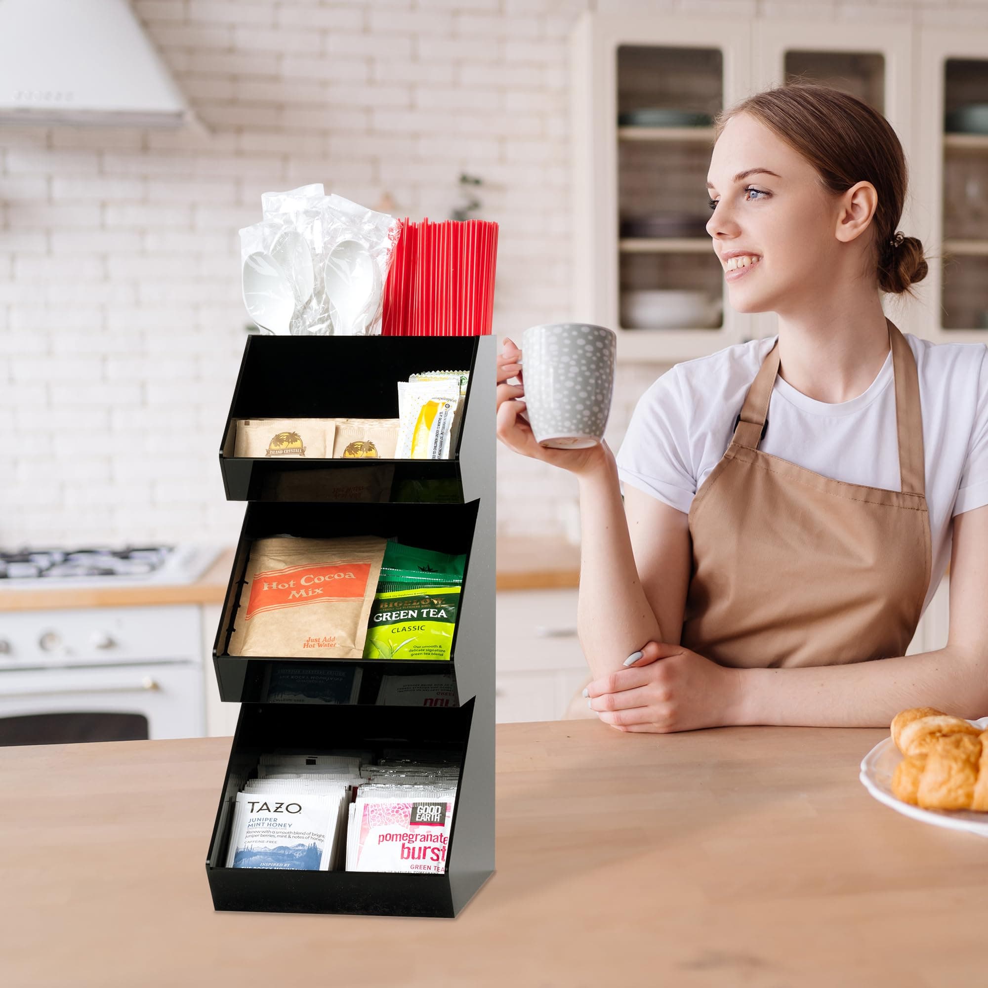 Inevibe Condiment Holder Stand - 3 Tier Compartment for Condiments, Sauce Packet - Thumbnail 2
