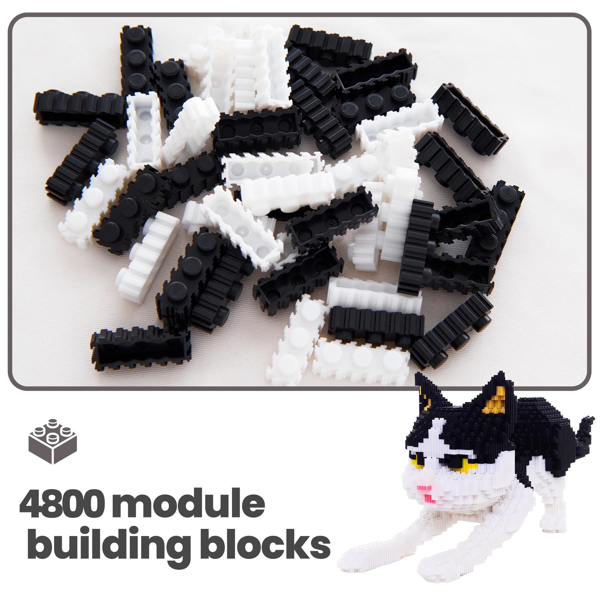 AHZILEI Cat Micro Building Blocks Animal Set, Cow Cat DIY Mini 3D Building Toy B - Thumbnail 6