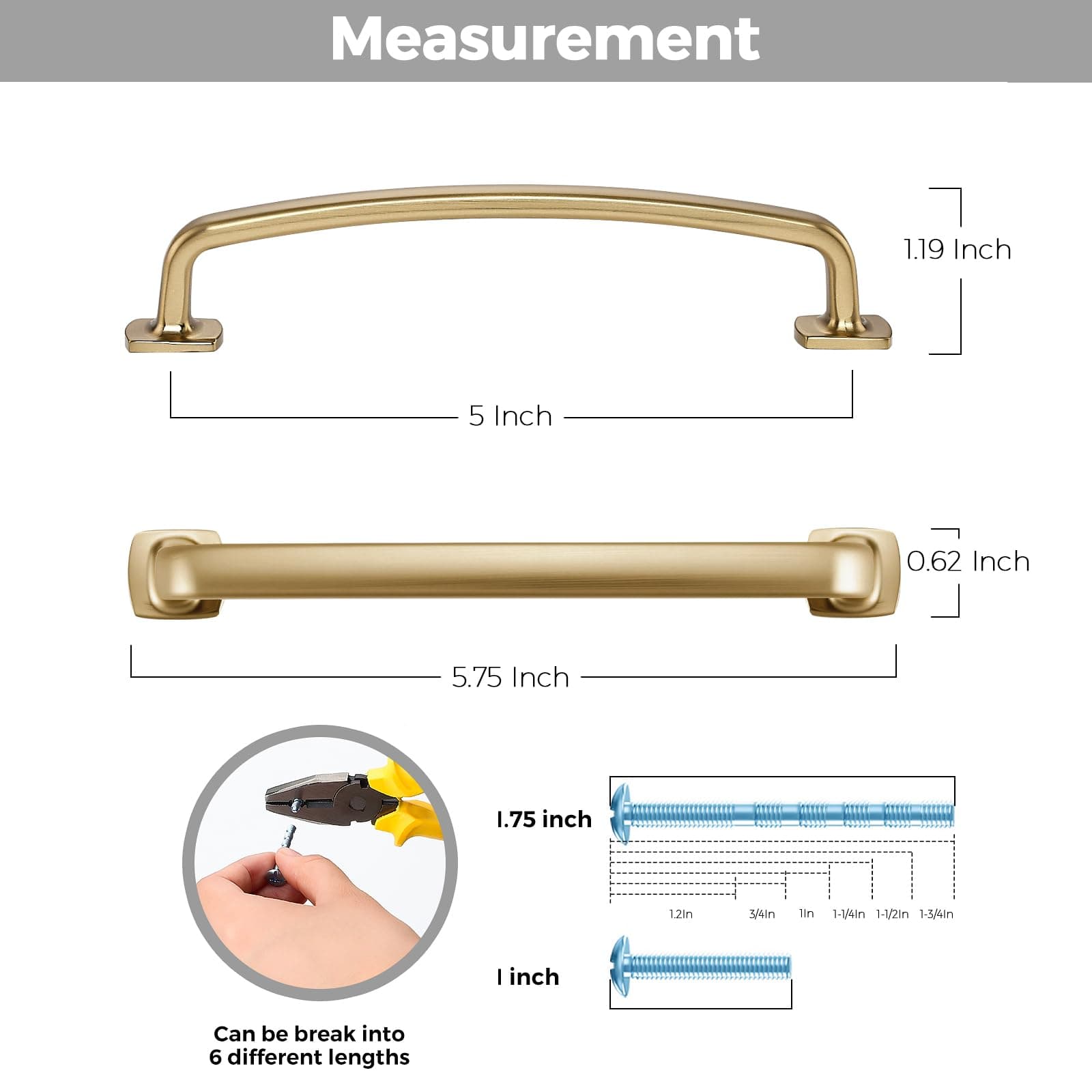 Ravinte Decor 20 Pack Cabinet Handles Arch Cabinet Pulls 5in Champagne Bronze Ki - Thumbnail 3