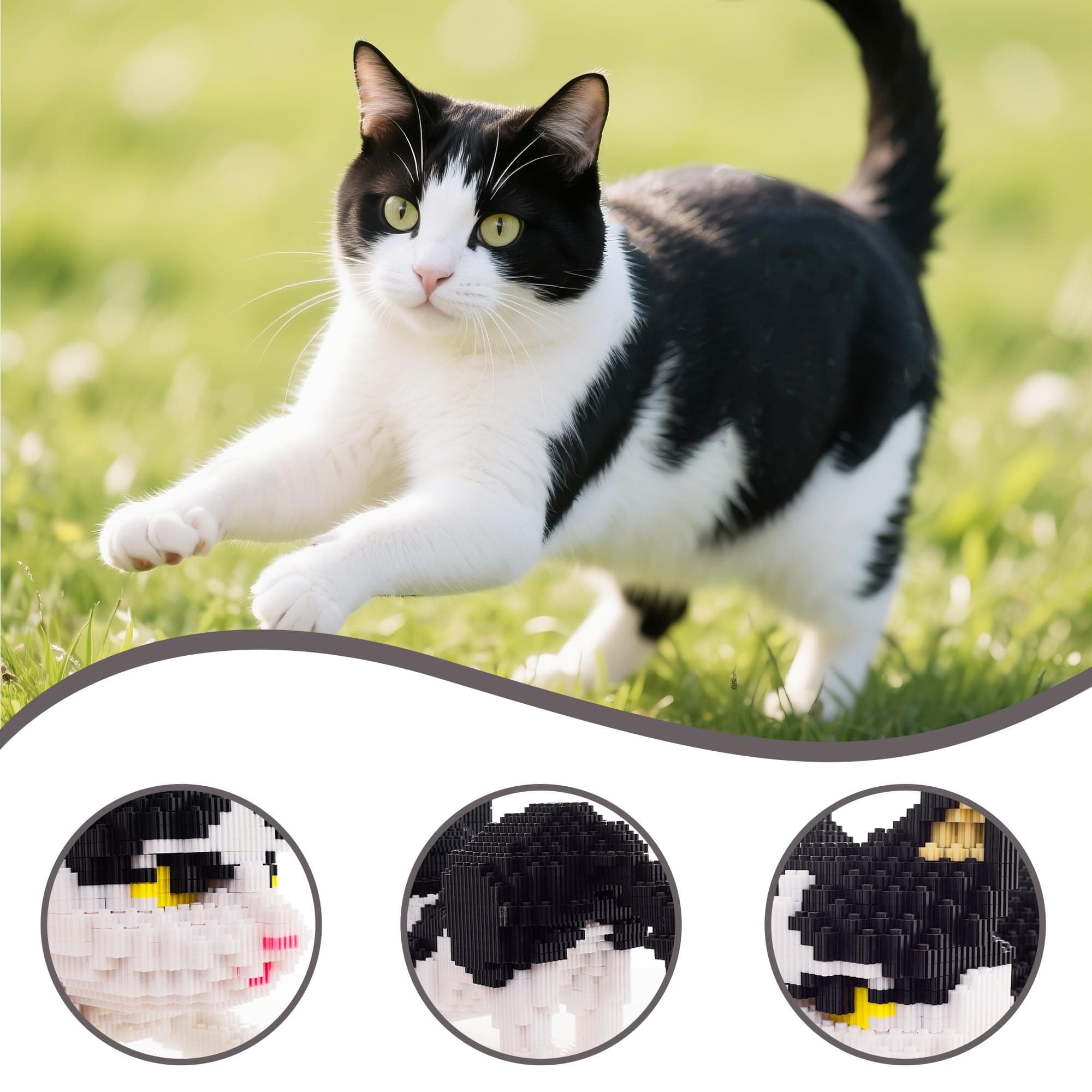 AHZILEI Cat Micro Building Blocks Animal Set, Cow Cat DIY Mini 3D Building Toy B - Thumbnail 5