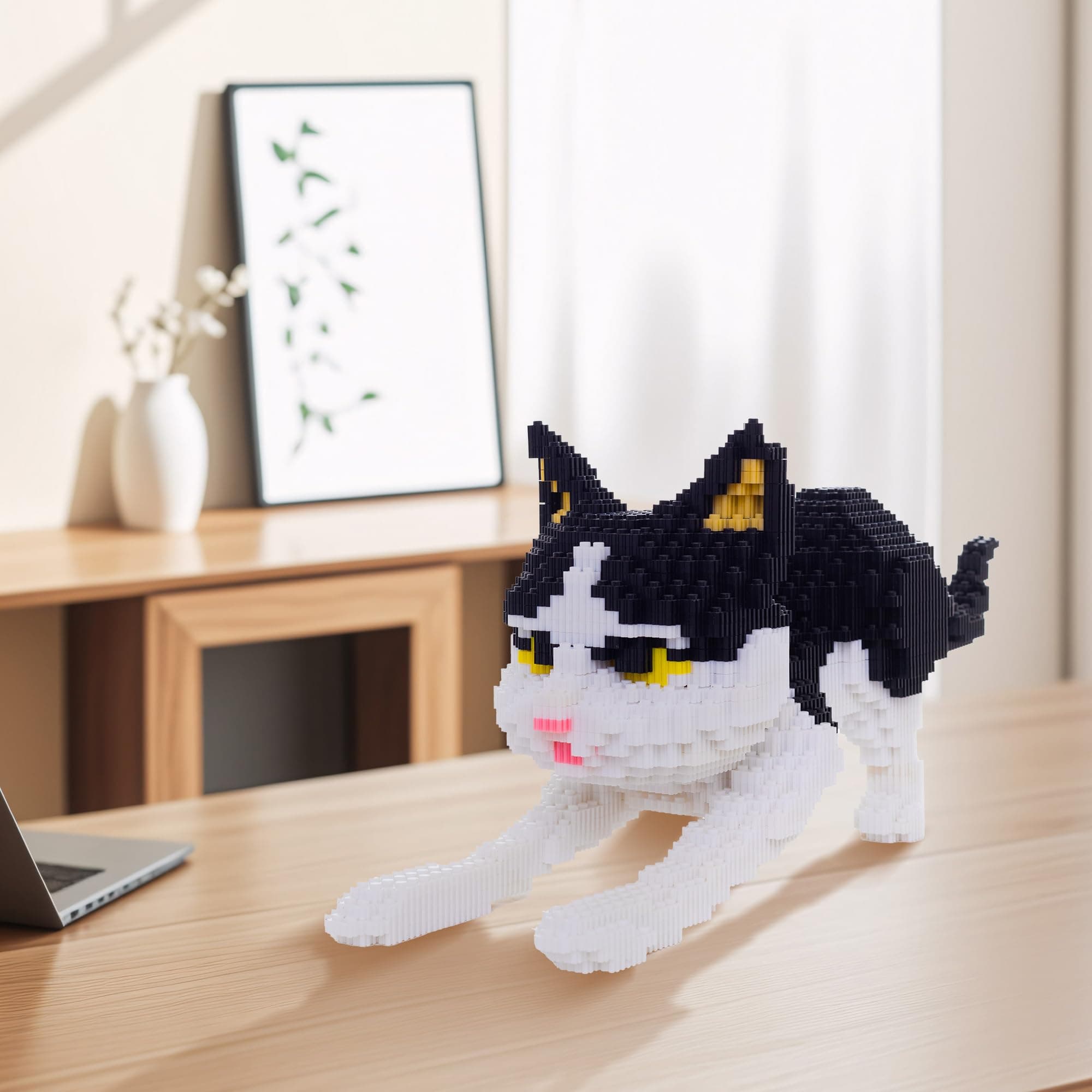 AHZILEI Cat Micro Building Blocks Animal Set, Cow Cat DIY Mini 3D Building Toy B - Thumbnail 4