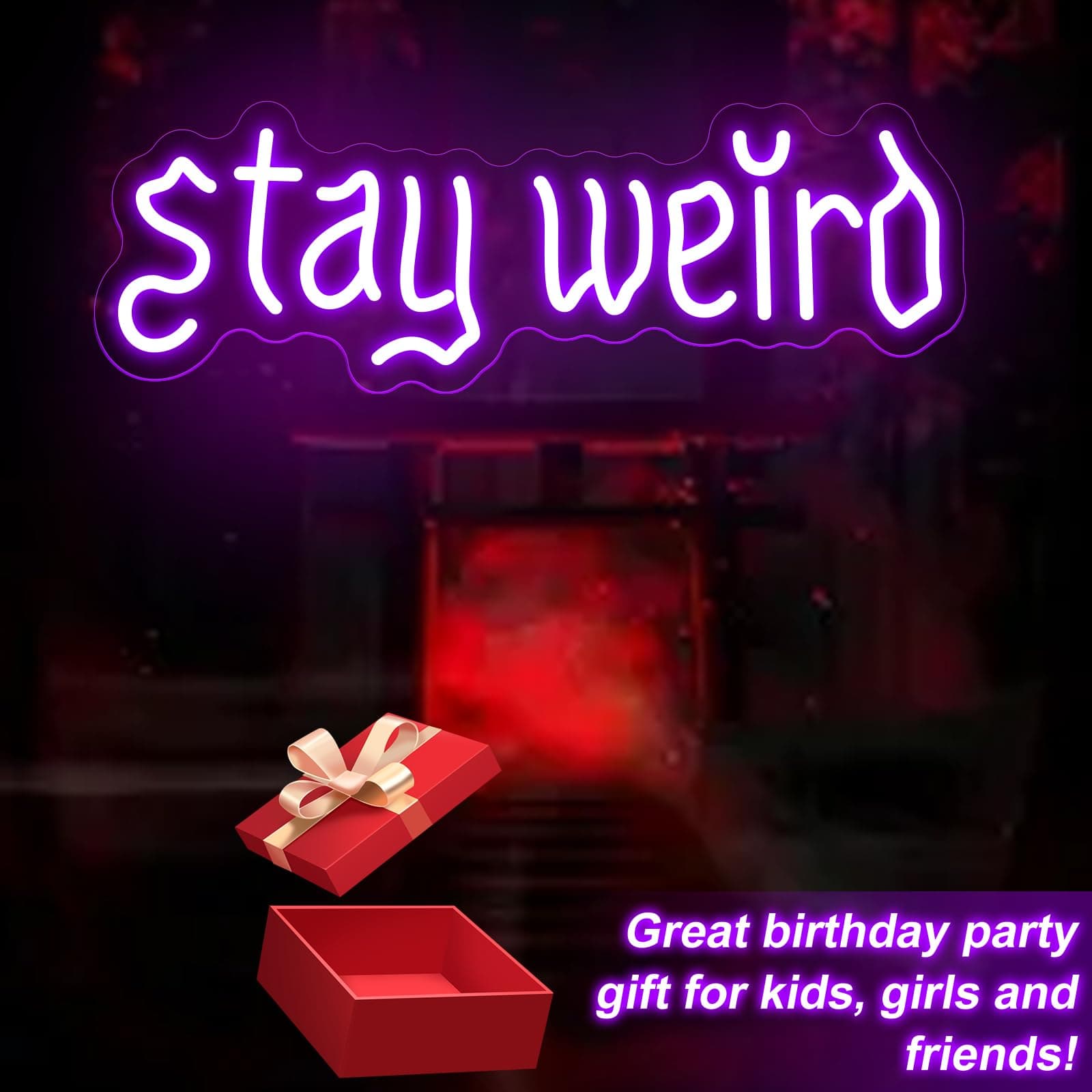 Stay Weird Neon Sign, Gothic Decor, Skeleton Hand Neon Sign, Vintage Font,Dark A - Thumbnail 7