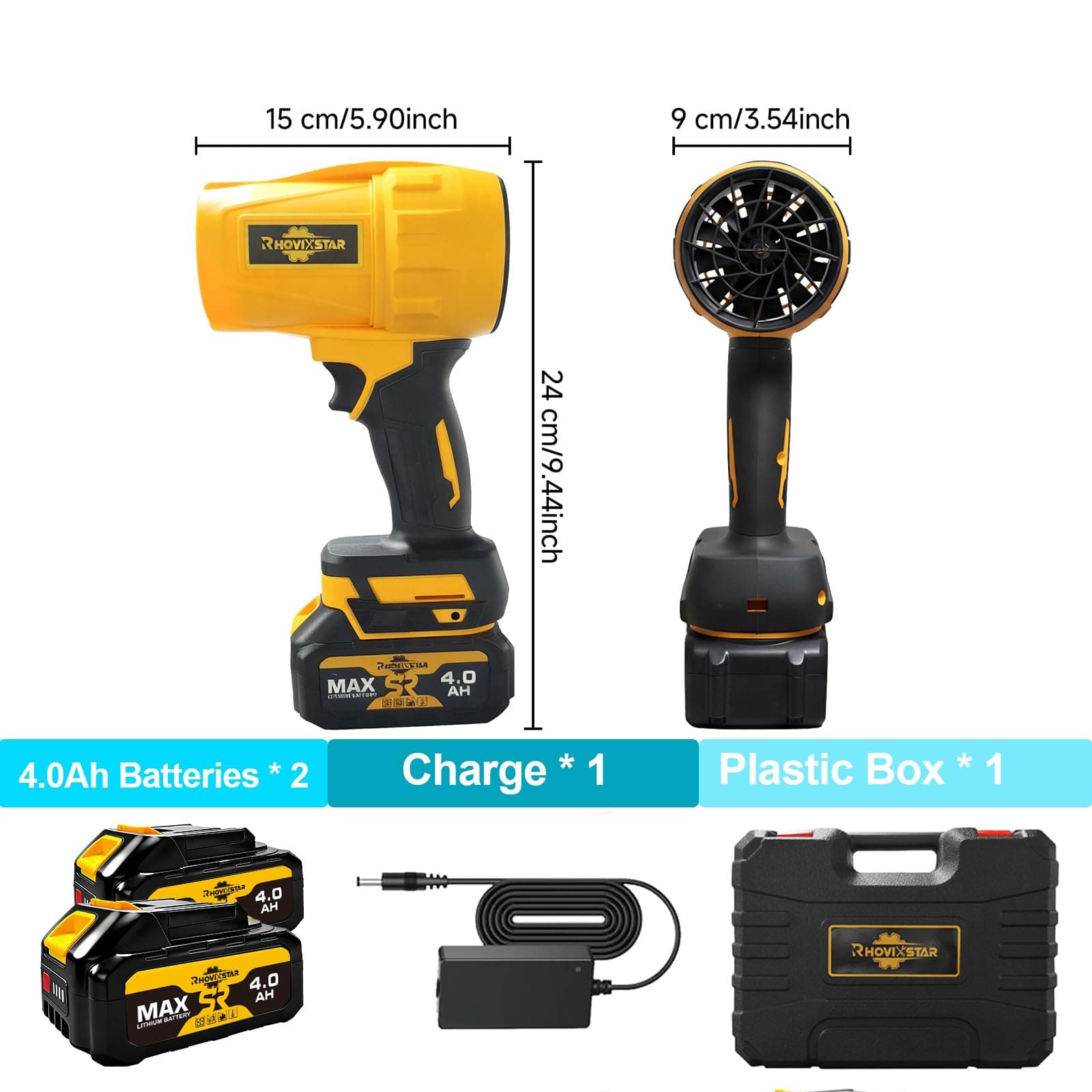 Cordless Leaf Blower Handheld, 21V Leaf Blower with 2×4.0Ah Batteries & 1 Fast C - Thumbnail 8