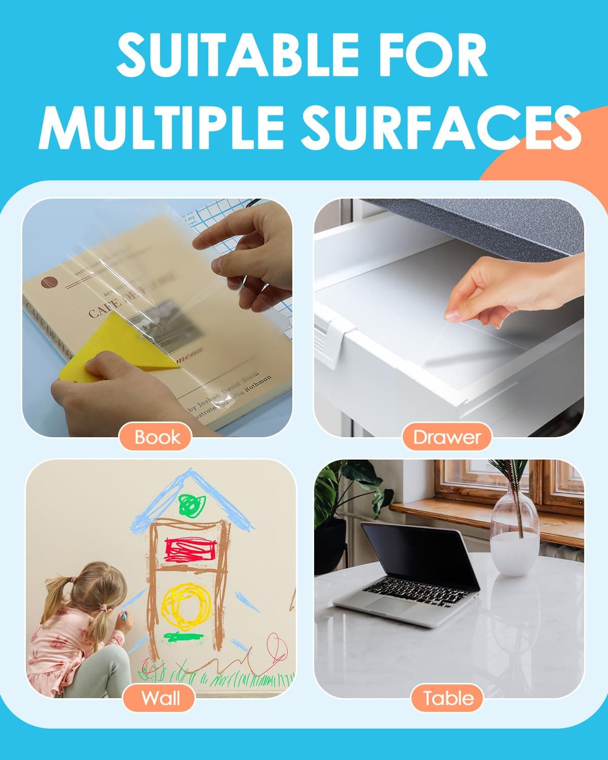 28 Pack Clear Contact Paper Book Cover - 17.7in×5ft Total 140ft, Self-Adhesive P - Thumbnail 6