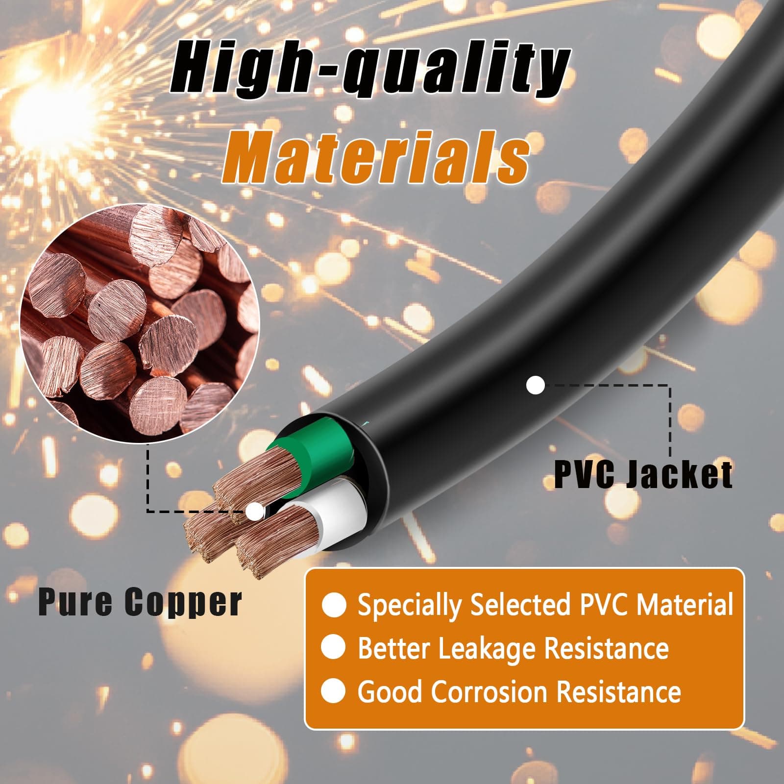 75FT 16 Gauge 3 Conductor Wire 16/3 SJOOW 300V Power Cable for Motor, Lights, Ch - Thumbnail 7