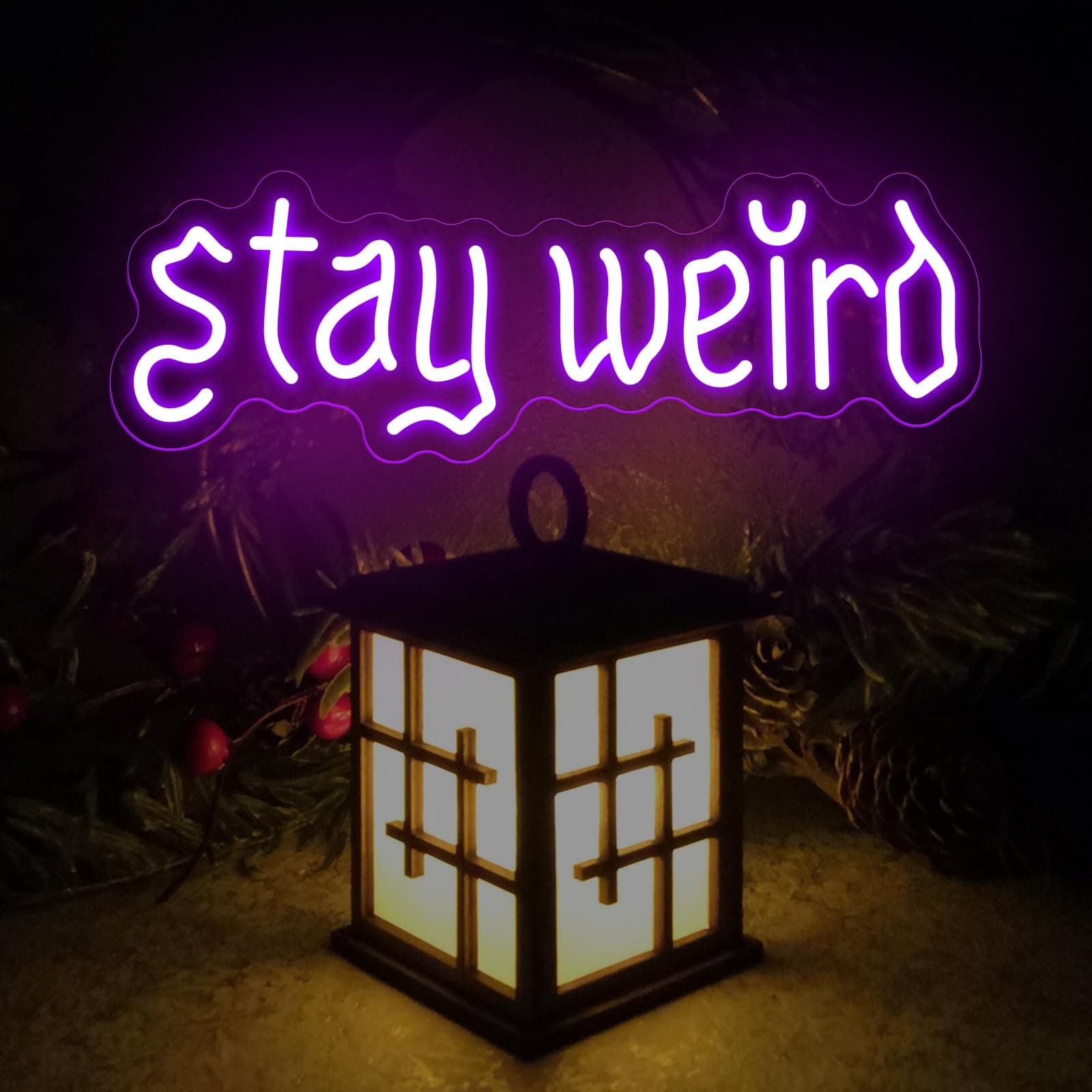 Stay Weird Neon Sign, Gothic Decor, Skeleton Hand Neon Sign, Vintage Font,Dark A - Thumbnail 2