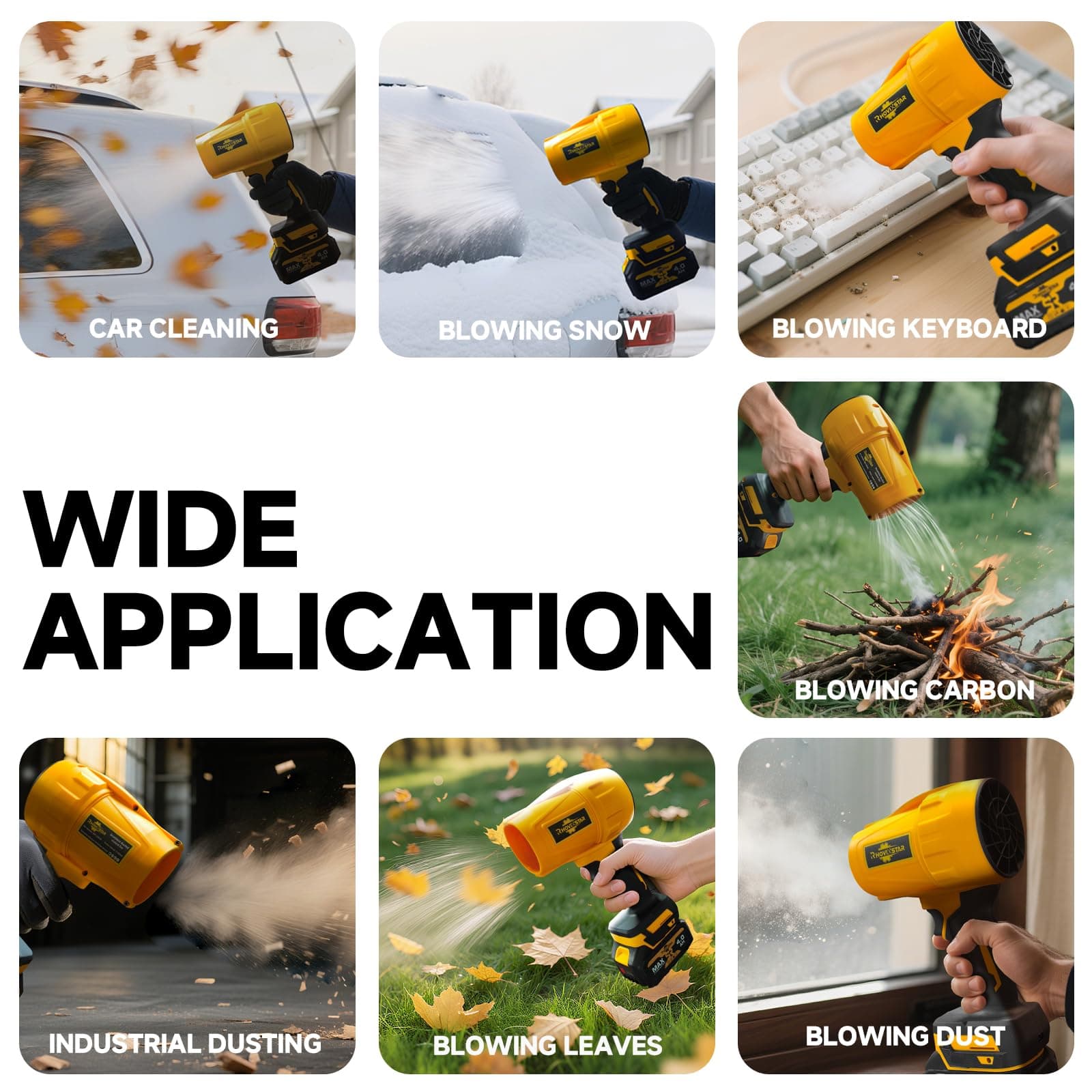 Cordless Leaf Blower Handheld, 21V Leaf Blower with 2×4.0Ah Batteries & 1 Fast C - Thumbnail 9