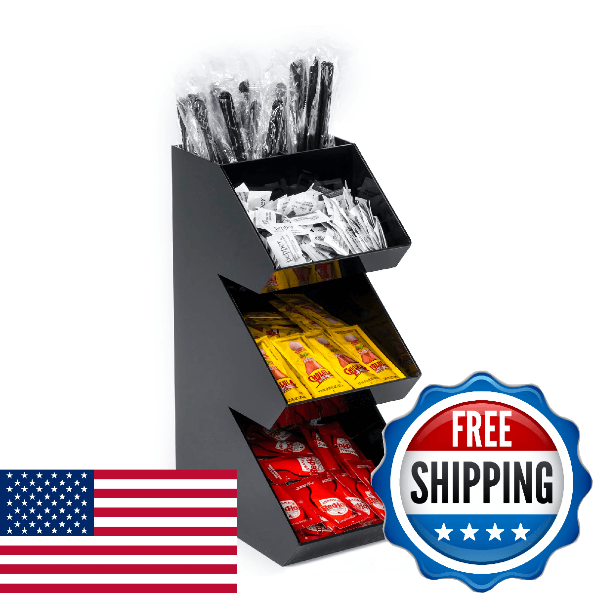 Inevibe Condiment Holder Stand - 3 Tier Compartment for Condiments, Sauce Packet - Image 1