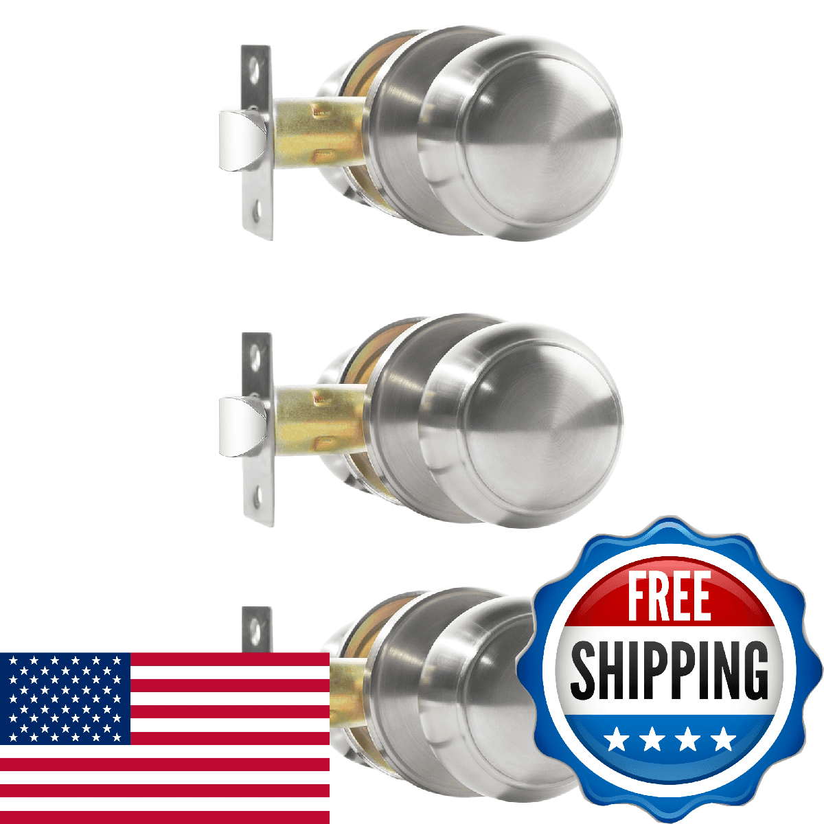 RAZCC Passage Door Knobs, 3 Pack Satin Nickel Door Knobs, for Hallway & Closet N - Image 1