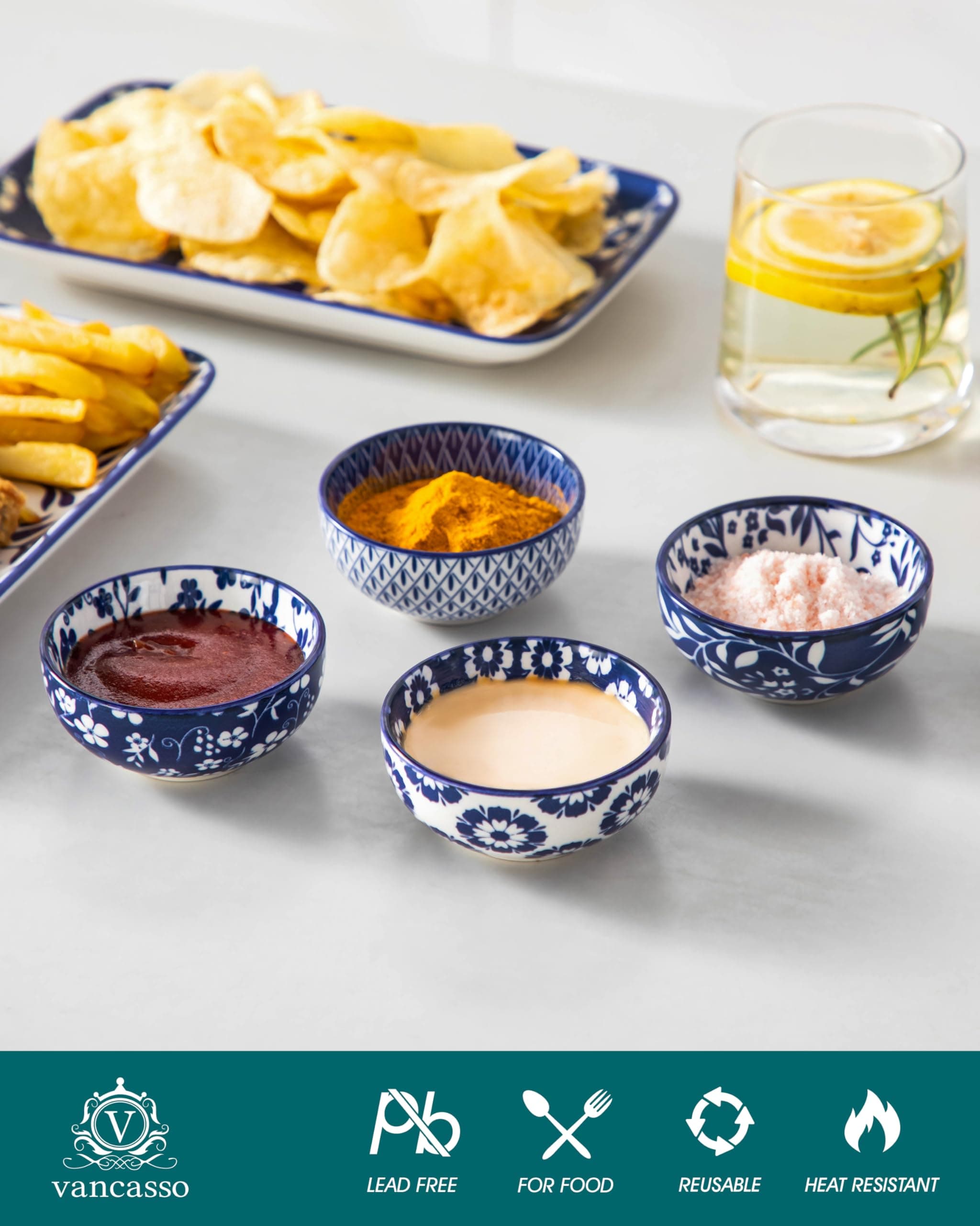 Vancasso 2.7 Oz Ceramic Mini Dipping Bowls Set of 6 3 Inch Small Dip Bowls for S - Thumbnail 4