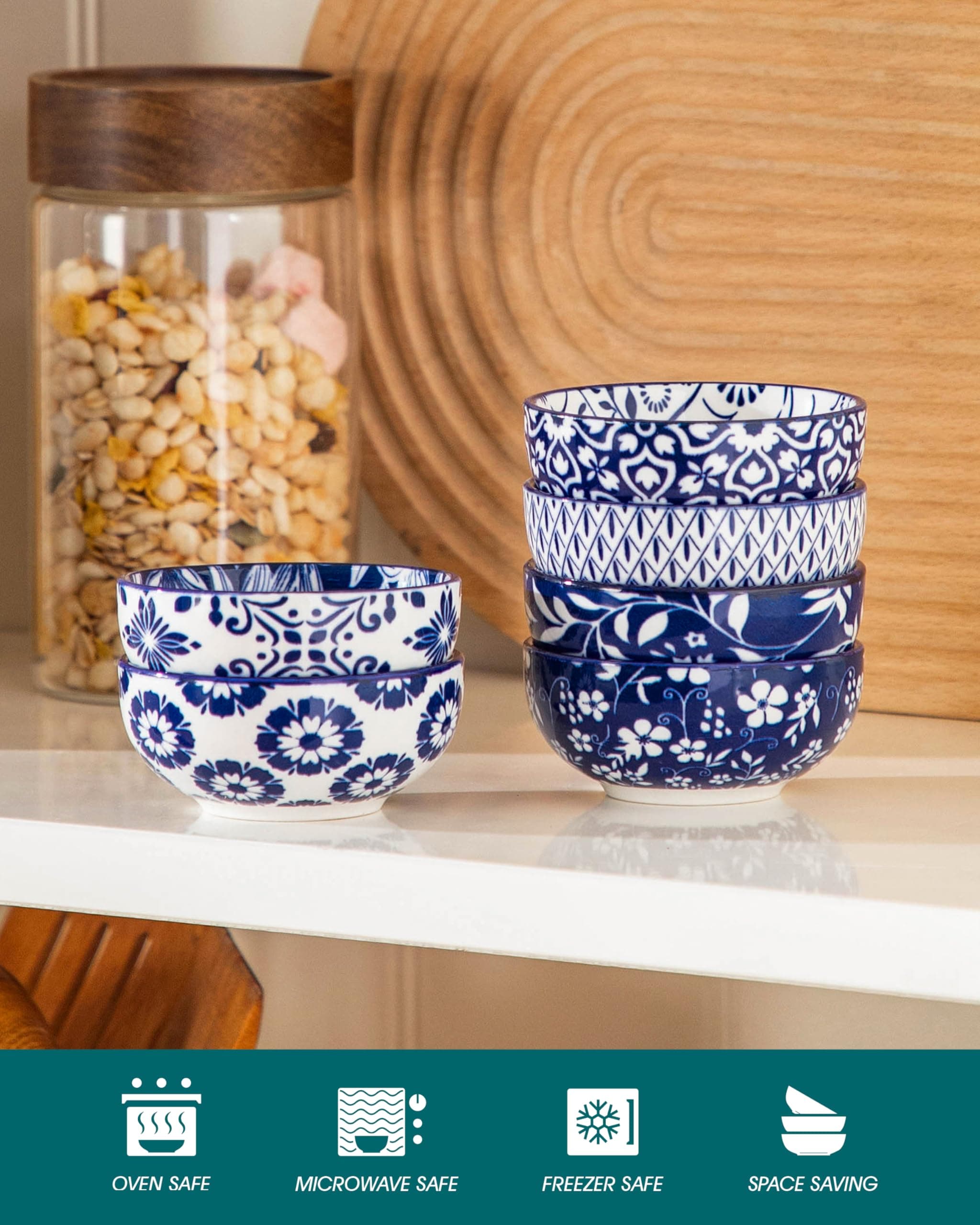 Vancasso 2.7 Oz Ceramic Mini Dipping Bowls Set of 6 3 Inch Small Dip Bowls for S - Thumbnail 5