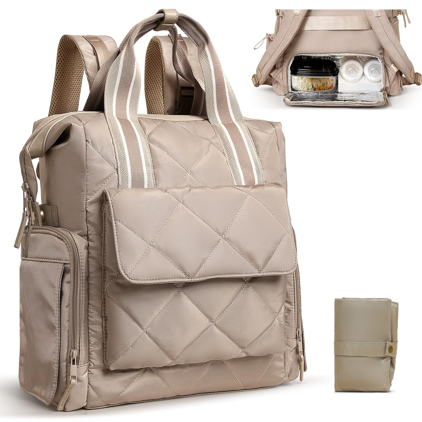 Omanmoli Diaper Bag Backpack Quilted Baby Diaper Bag Lunch Backpack Pañaleras Pa - Image 1