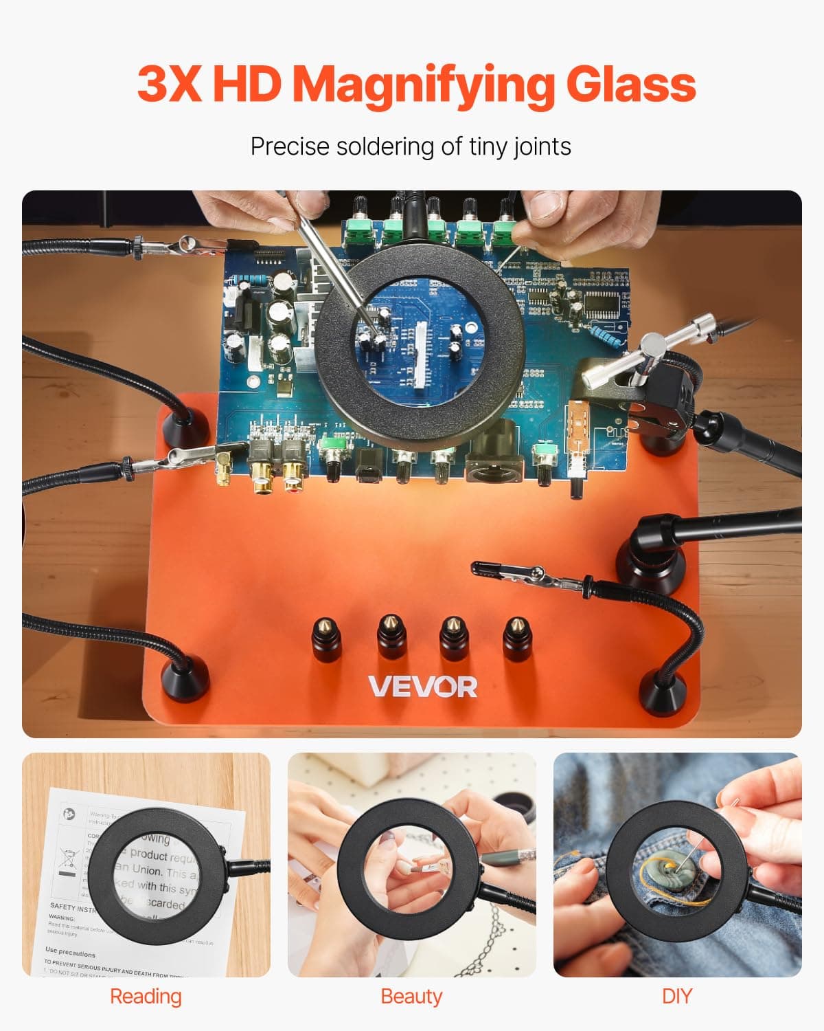 Vevor Magnetic Helping Hands Soldering Station Third Hand Soldering Tool Goosene - Thumbnail 2