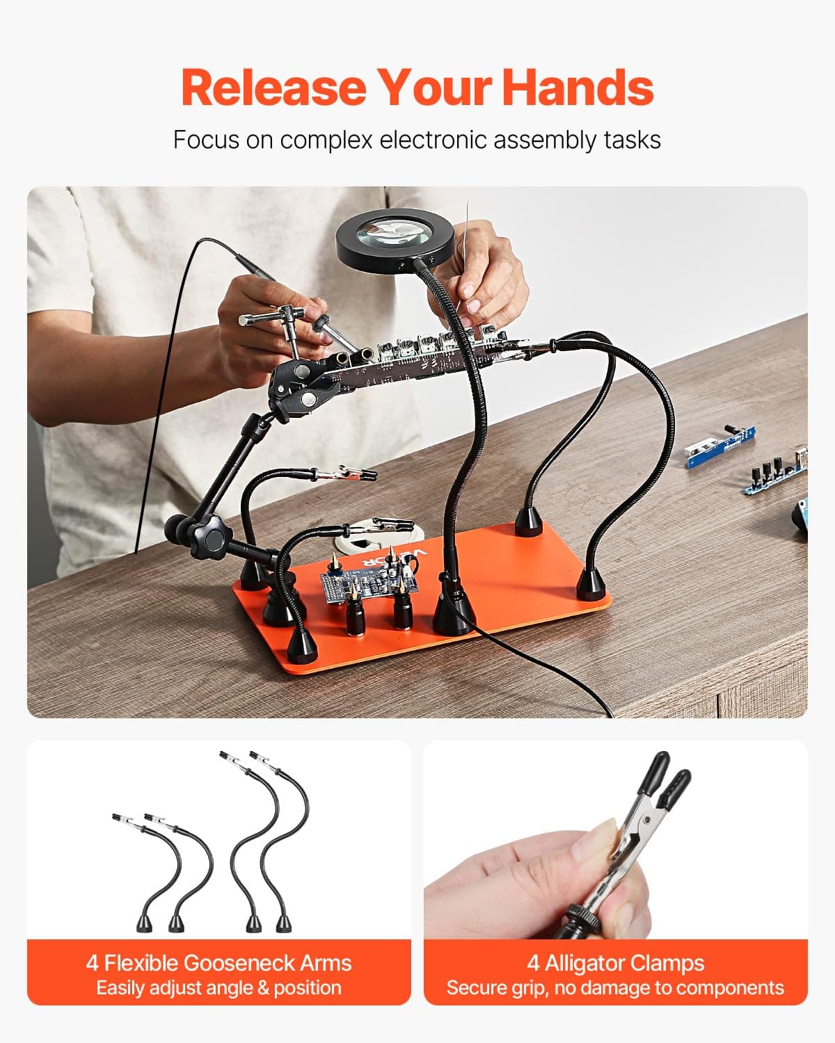 Vevor Magnetic Helping Hands Soldering Station Third Hand Soldering Tool Goosene - Thumbnail 5
