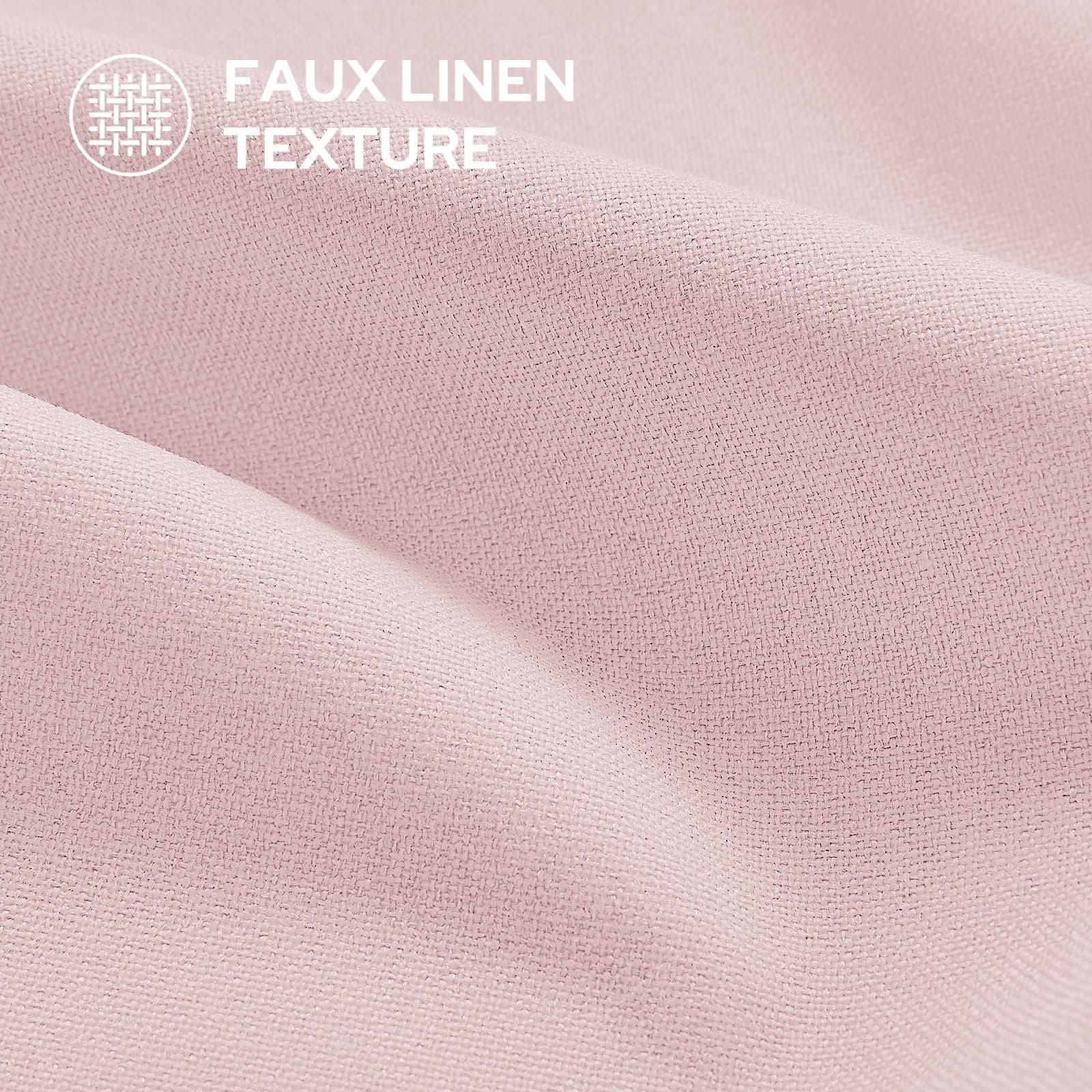 HOMEIDEAS 100% Light Pink Linen Blackout Curtains for Bedroom, 52 x 84 Inch Leng - Thumbnail 4