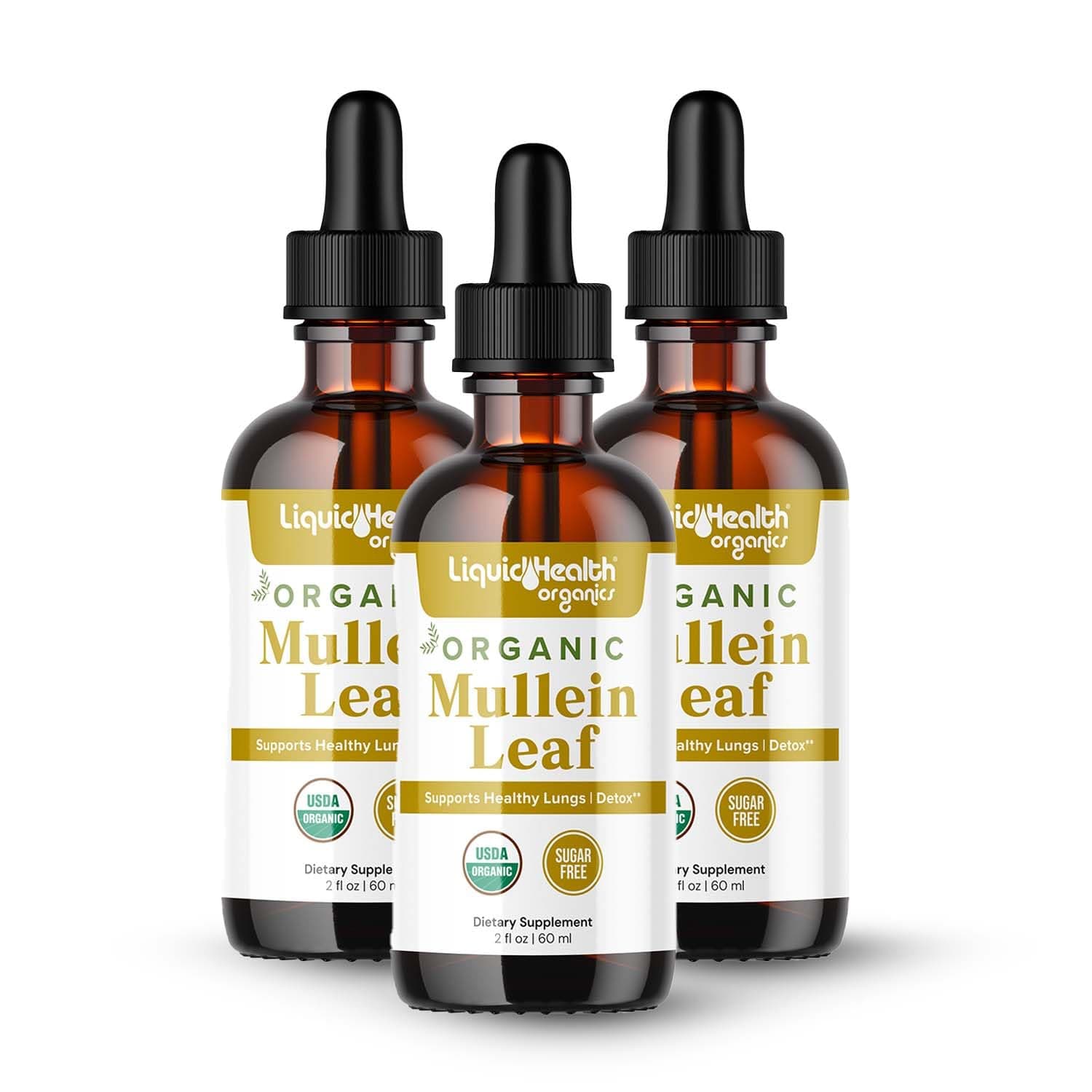 LIQUIDHEALTH USDA Organic Mullein Leaf Extract Drops for Lungs - Herbal Cleansin - Image 1