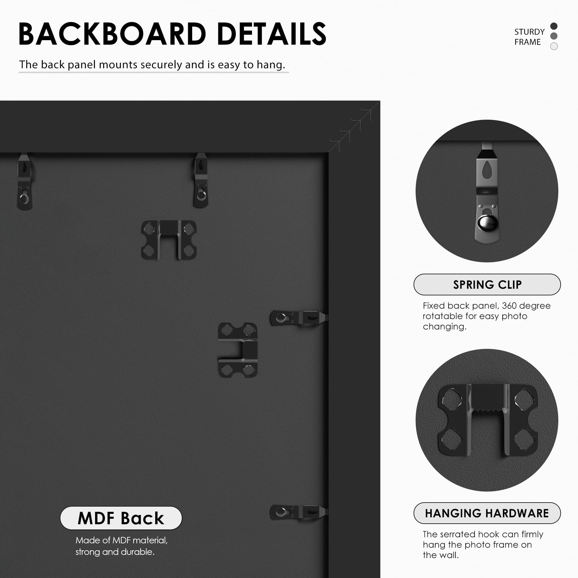 Tinkeps 20x28 Picture Frame Black, 2-Inch Wide Border 20x28 Poster Frame with Bl - Thumbnail 3