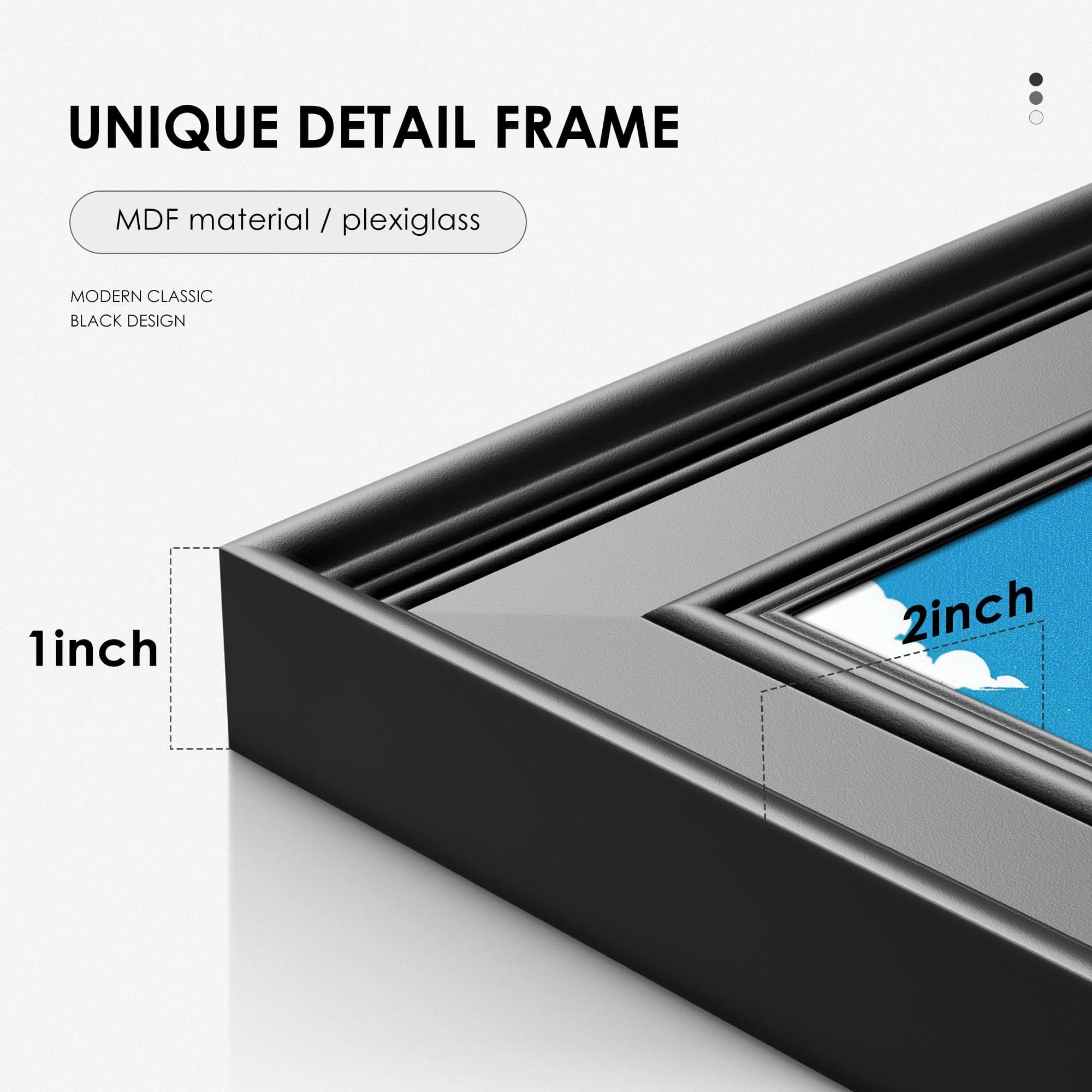 Tinkeps 20x28 Picture Frame Black, 2-Inch Wide Border 20x28 Poster Frame with Bl - Thumbnail 7