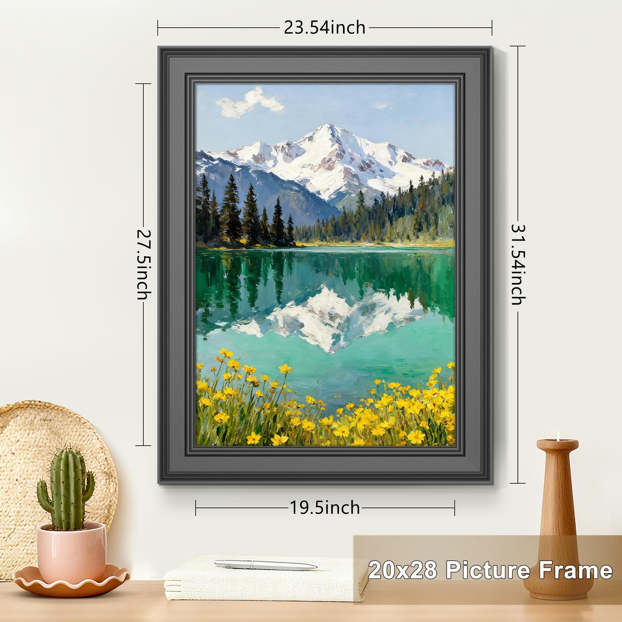 Tinkeps 20x28 Picture Frame Black, 2-Inch Wide Border 20x28 Poster Frame with Bl - Thumbnail 2