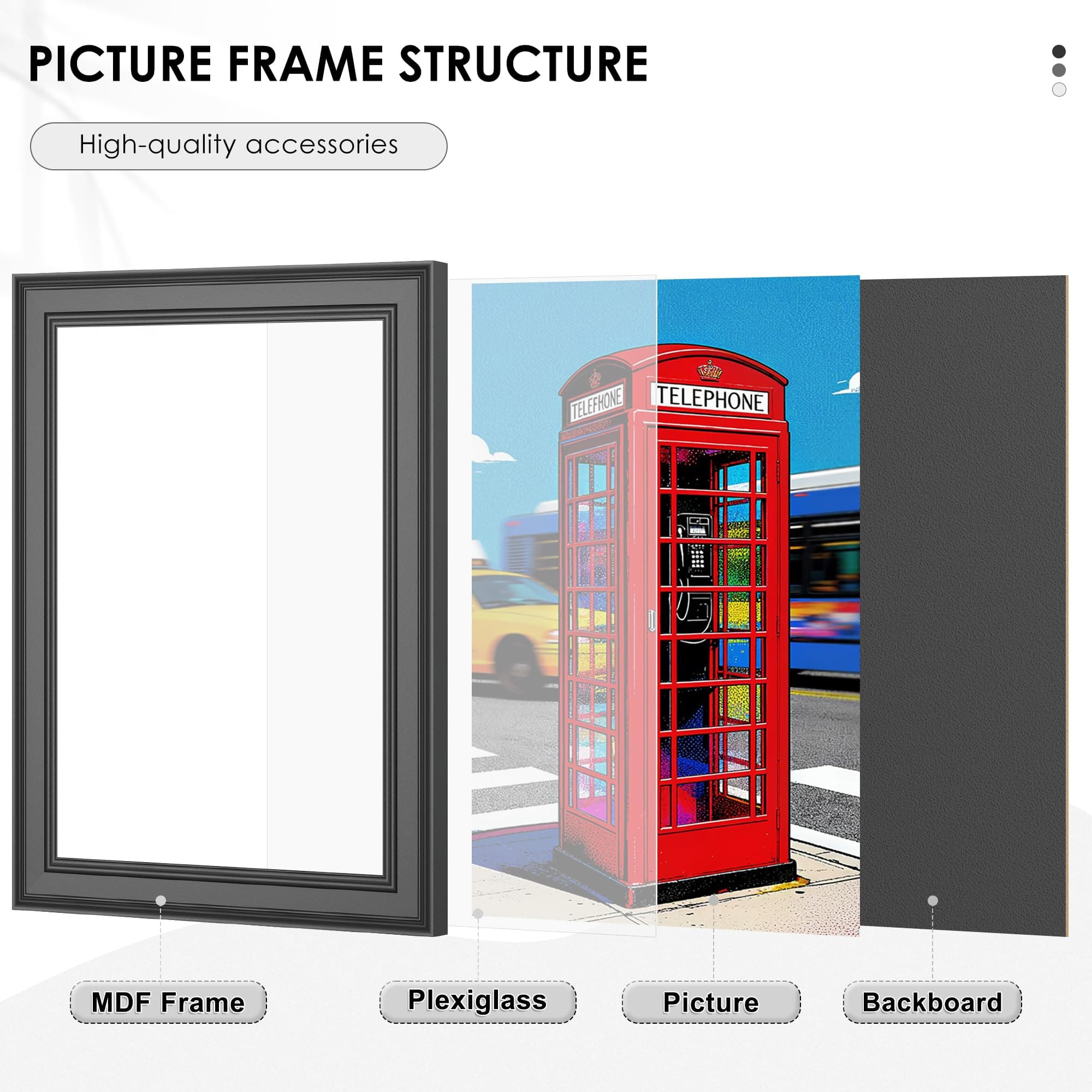 Tinkeps 20x28 Picture Frame Black, 2-Inch Wide Border 20x28 Poster Frame with Bl - Thumbnail 4