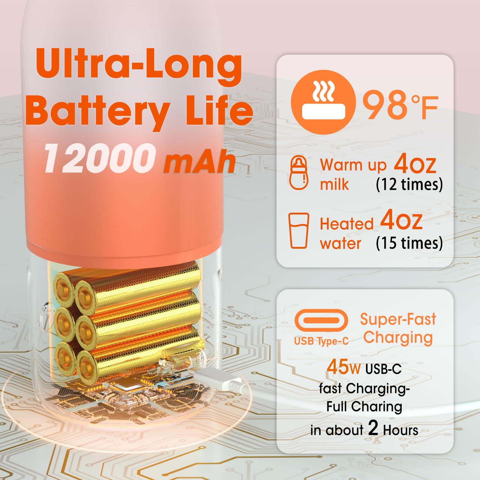 Portable Bottle Warmer for Travel — Novel Straw Lid, 80W Fast Heating, Dual Heat - Thumbnail 5