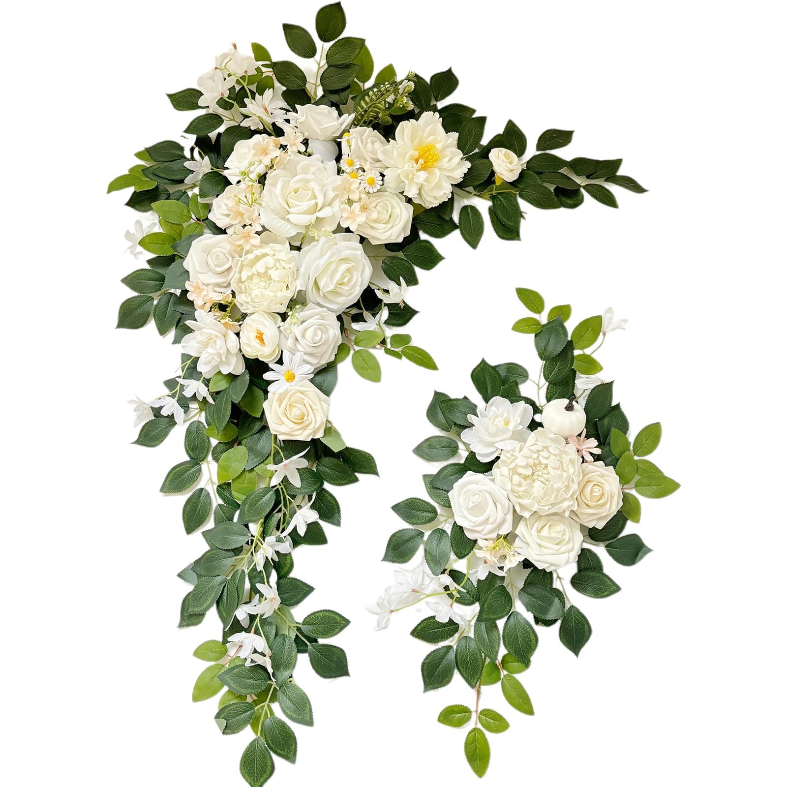 Odouzy Pack of 2 Wedding Arch Artificial Flowers Wedding Decor Flower Garland Be - Image 1