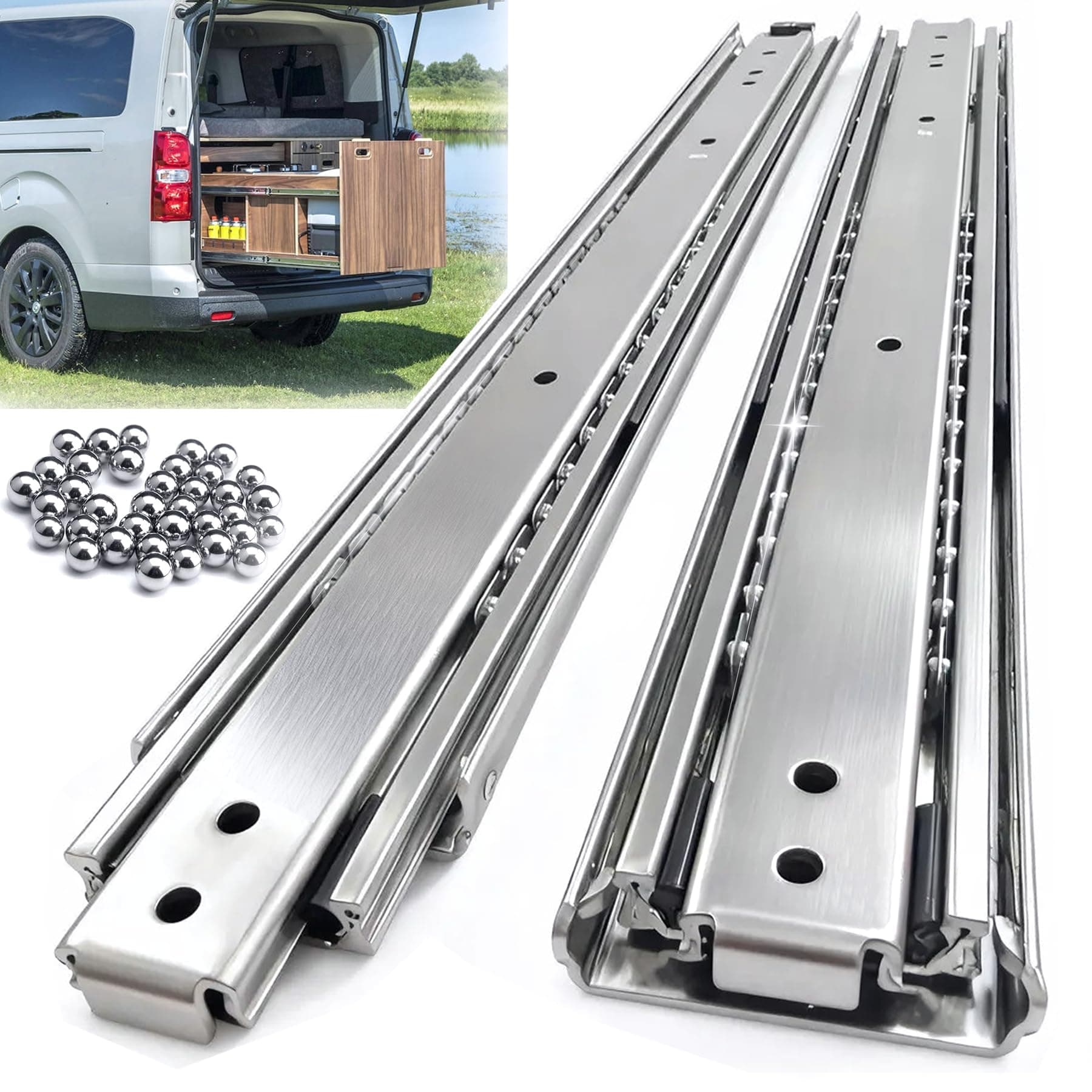 VITERLYNX Thickened 200Lbs Heavy Duty Drawer Slides 1 Pair 10 12 14 16 18 20 22 - Image 1