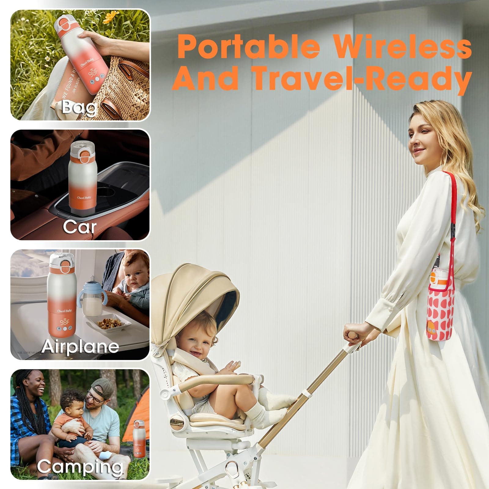 Portable Bottle Warmer for Travel — Novel Straw Lid, 80W Fast Heating, Dual Heat - Thumbnail 7