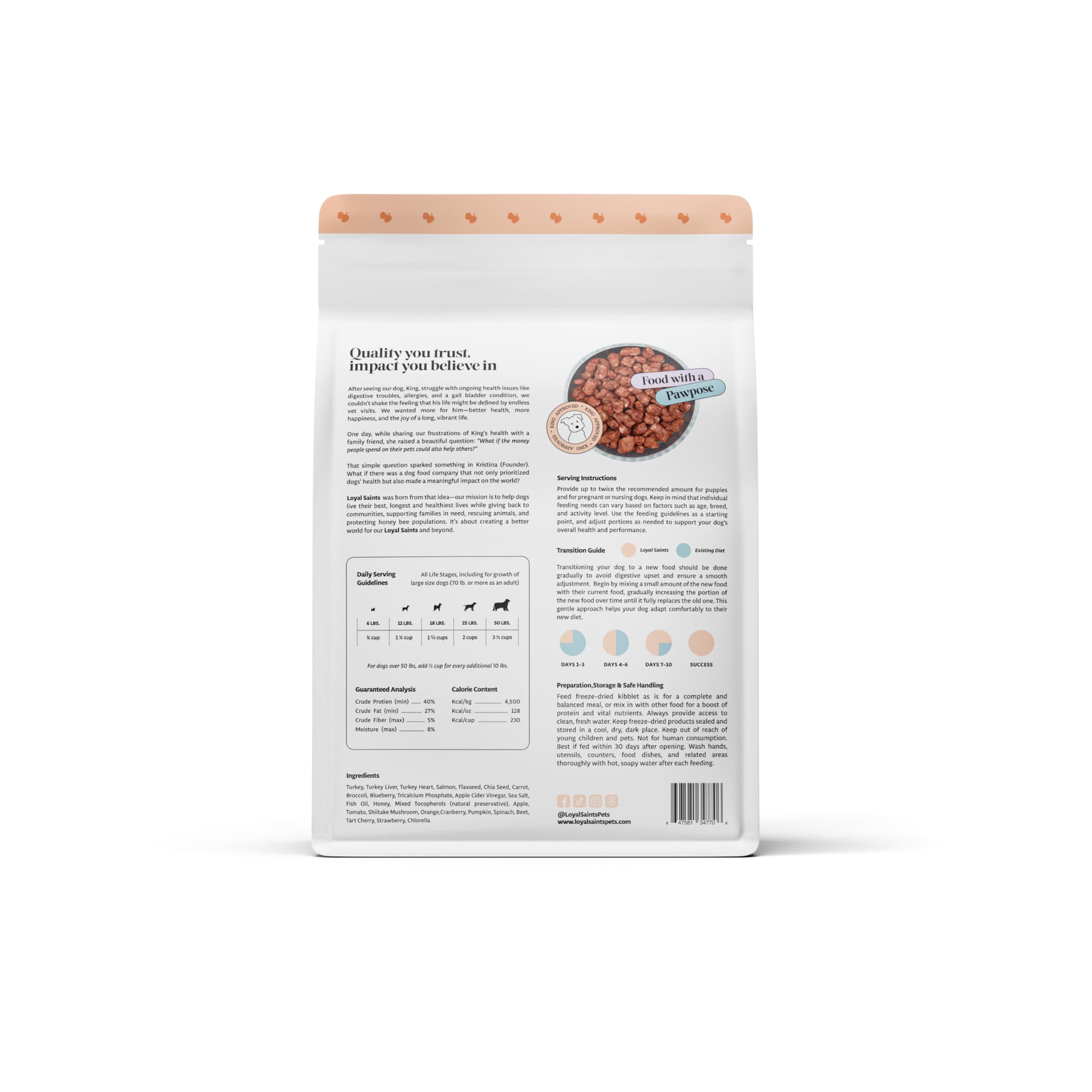 Loyal Saints Freeze Dried Raw Dog Food - Premium Turkey and Salmon Flavor with H - Thumbnail 2