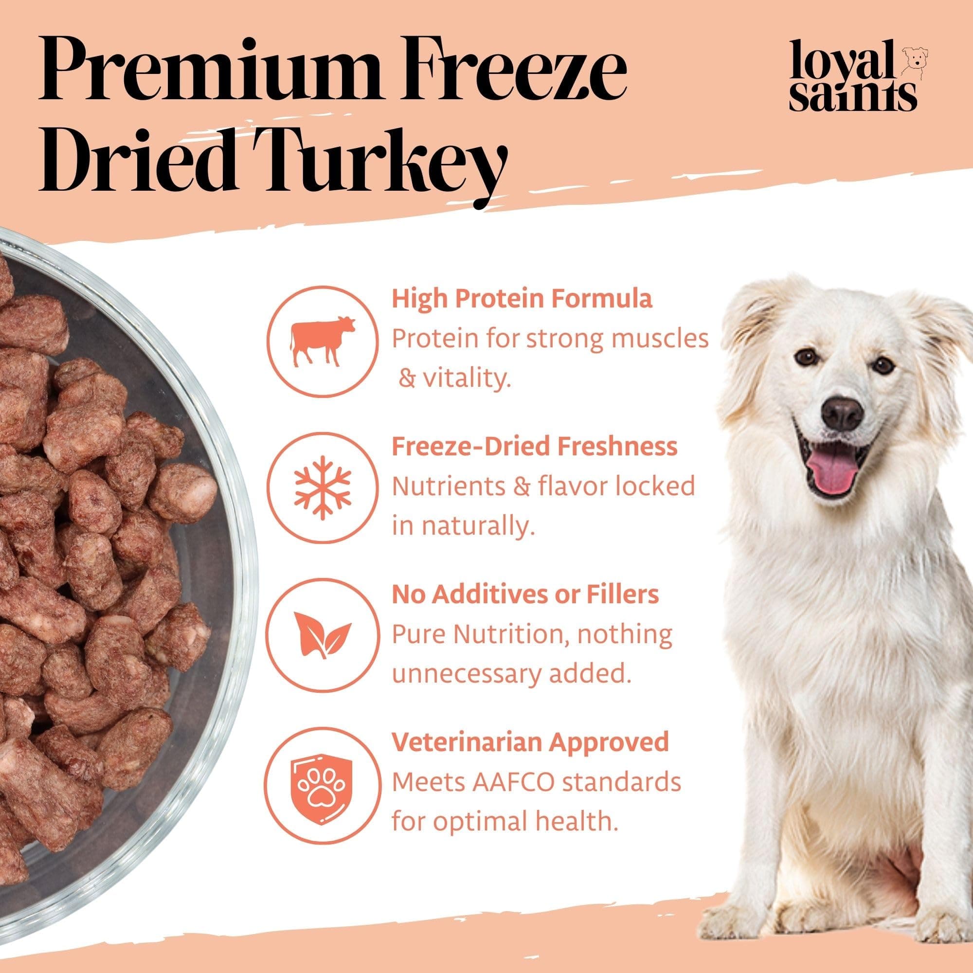 Loyal Saints Freeze Dried Raw Dog Food - Premium Turkey and Salmon Flavor with H - Thumbnail 3