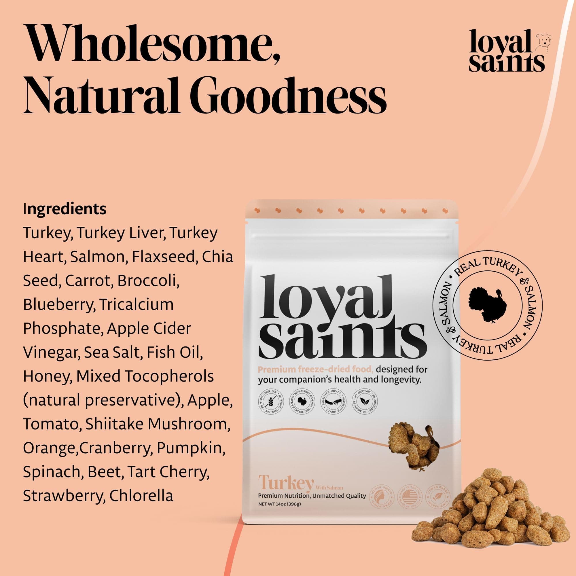 Loyal Saints Freeze Dried Raw Dog Food - Premium Turkey and Salmon Flavor with H - Thumbnail 8