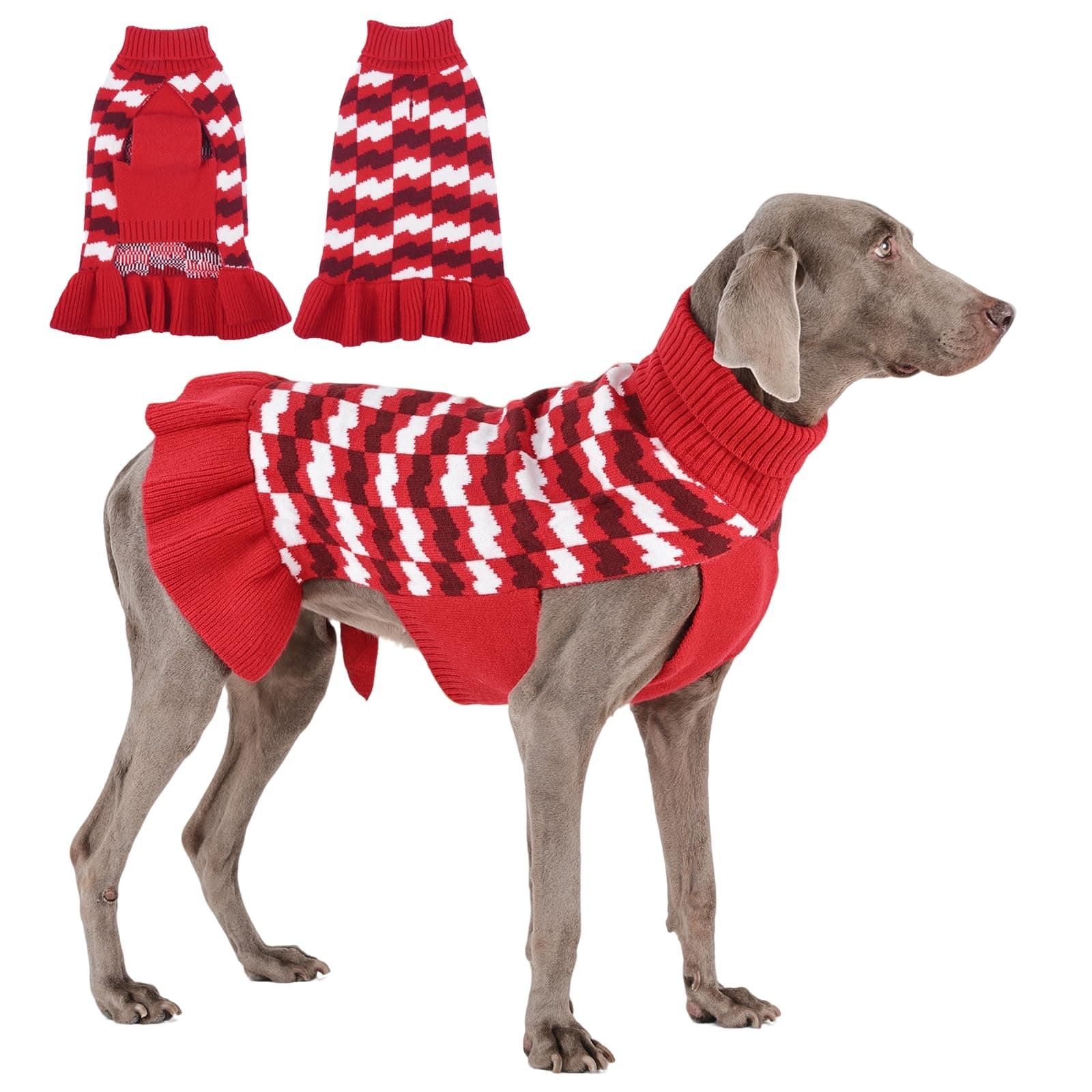 OUOBOB Dog Sweaters for Extra Large Dogs Girl, Dog Sweater Dress with Leash Hole - Image 1