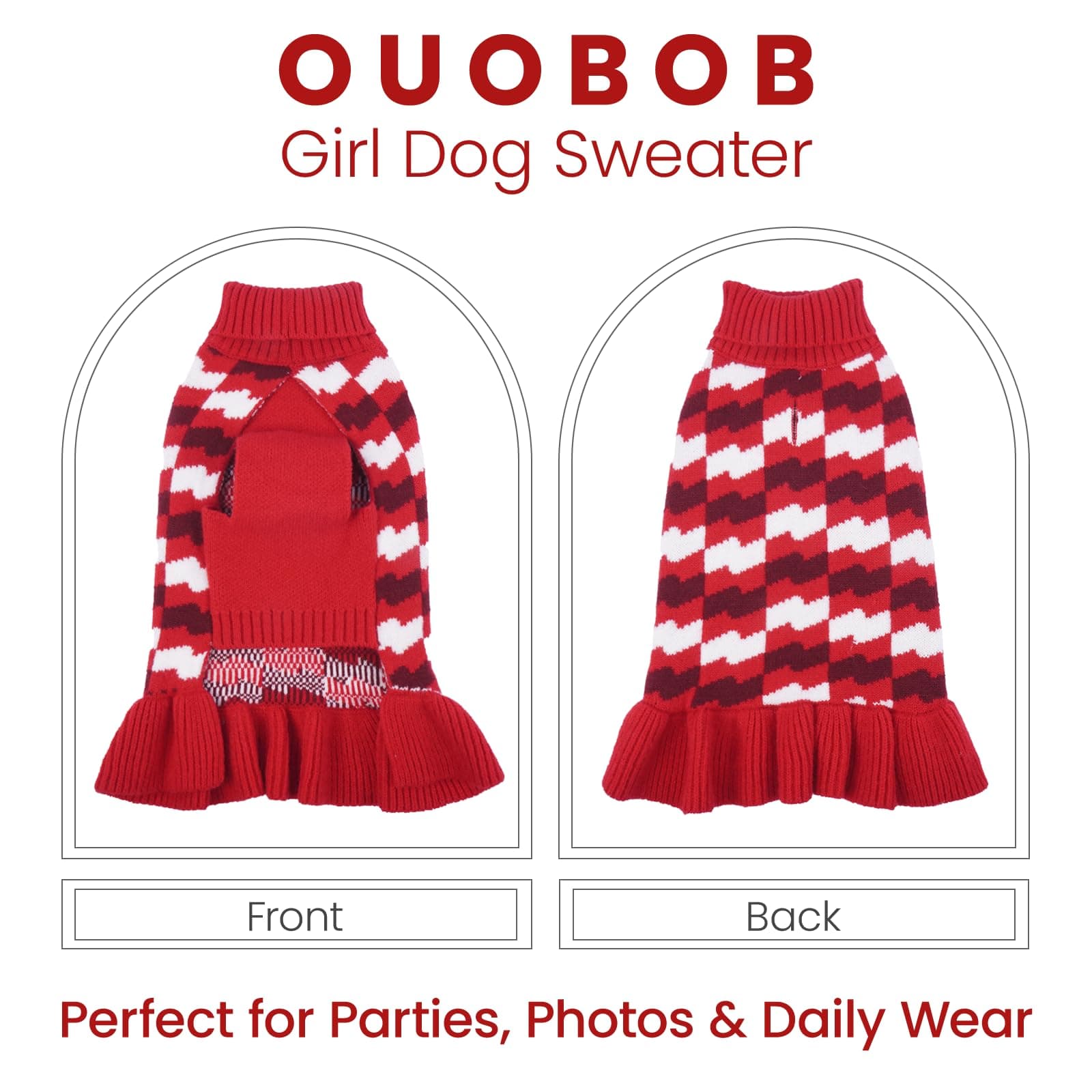 OUOBOB Dog Sweaters for Extra Large Dogs Girl, Dog Sweater Dress with Leash Hole - Thumbnail 2