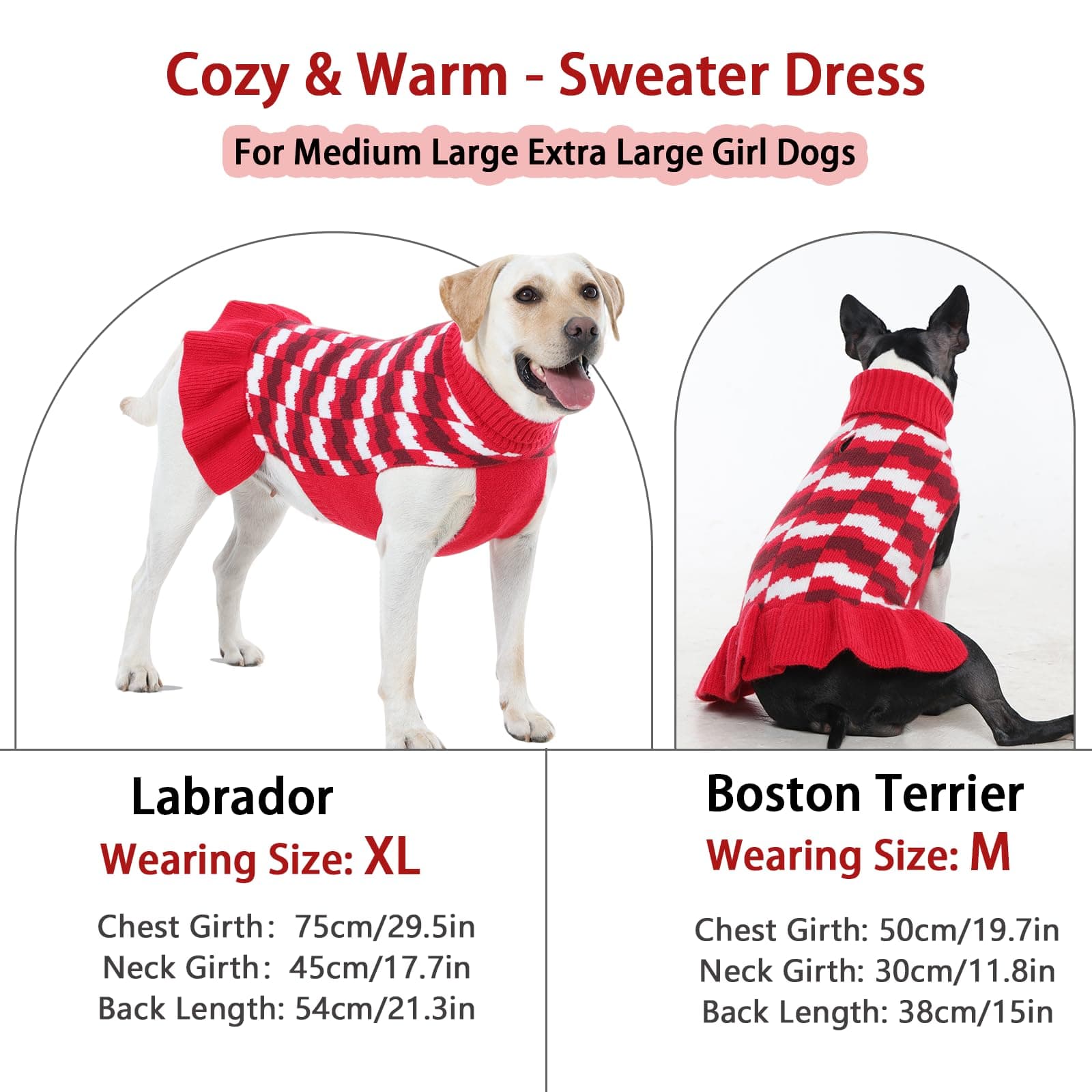 OUOBOB Dog Sweaters for Extra Large Dogs Girl, Dog Sweater Dress with Leash Hole - Thumbnail 5