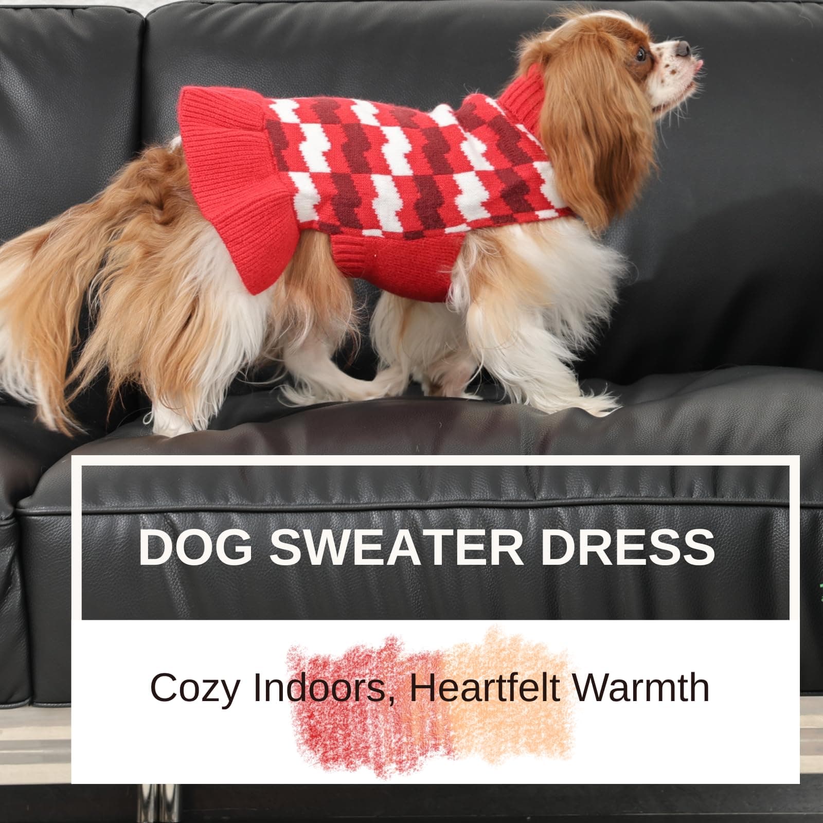 OUOBOB Dog Sweaters for Extra Large Dogs Girl, Dog Sweater Dress with Leash Hole - Thumbnail 6