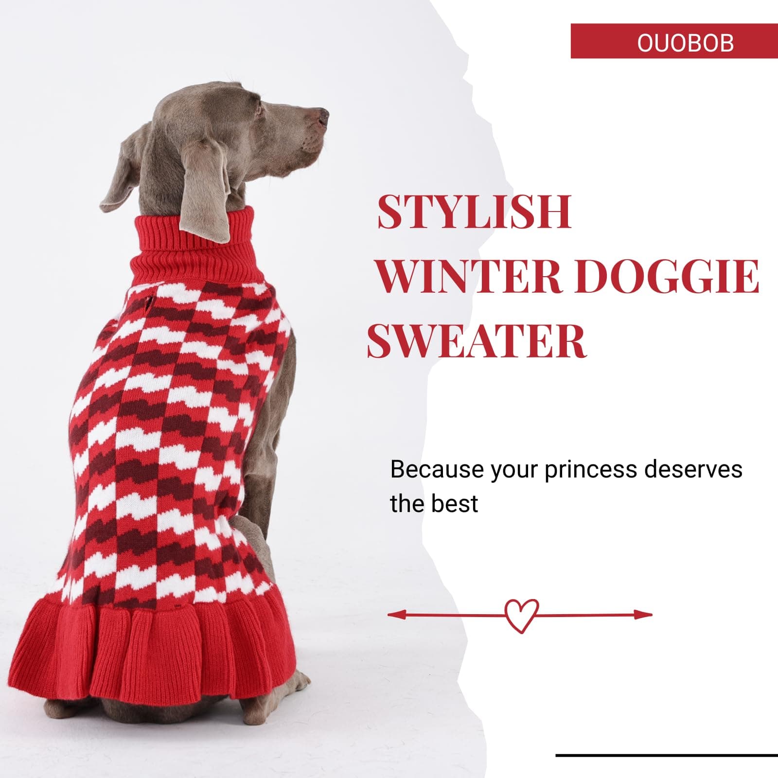 OUOBOB Dog Sweaters for Extra Large Dogs Girl, Dog Sweater Dress with Leash Hole - Thumbnail 7