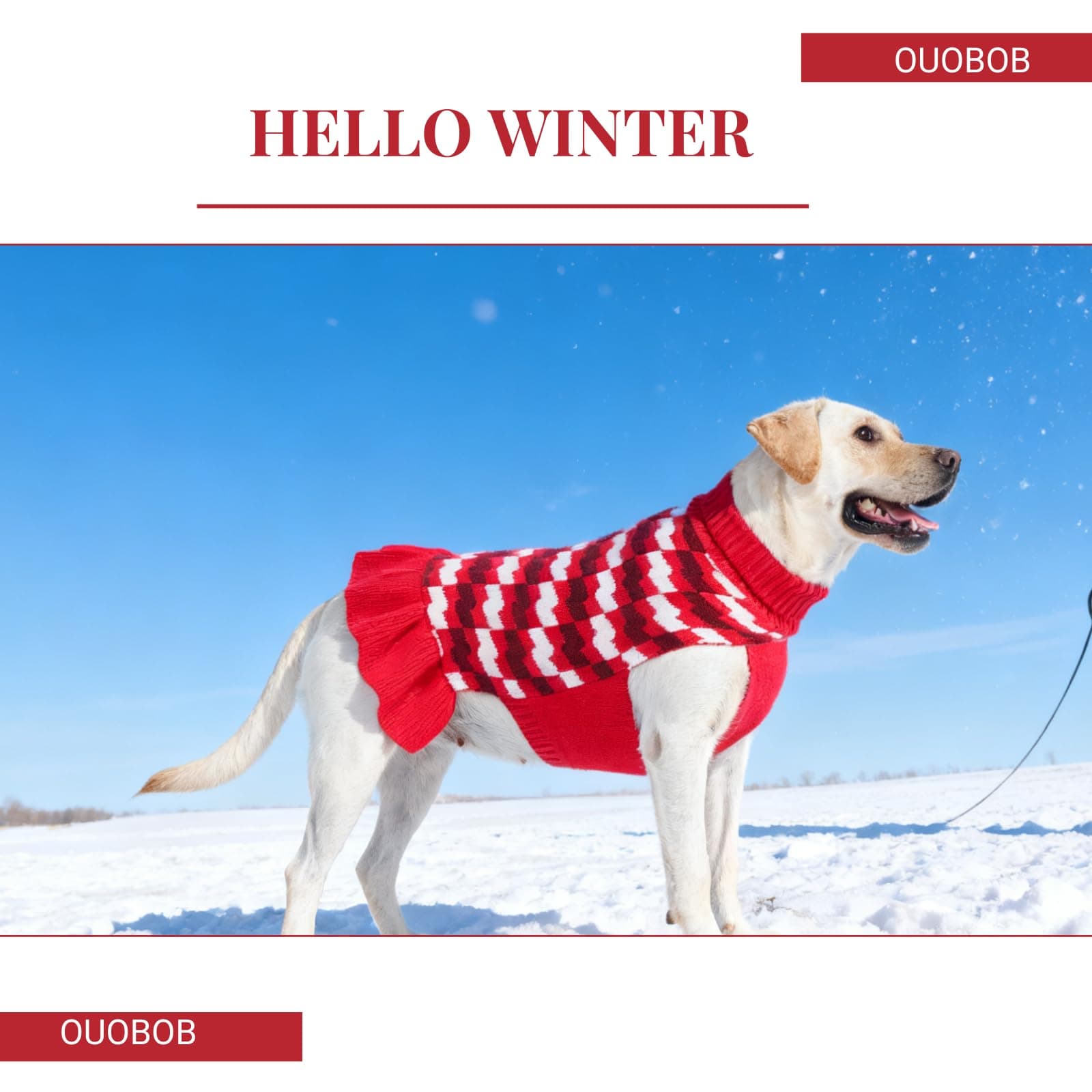 OUOBOB Dog Sweaters for Extra Large Dogs Girl, Dog Sweater Dress with Leash Hole - Thumbnail 9