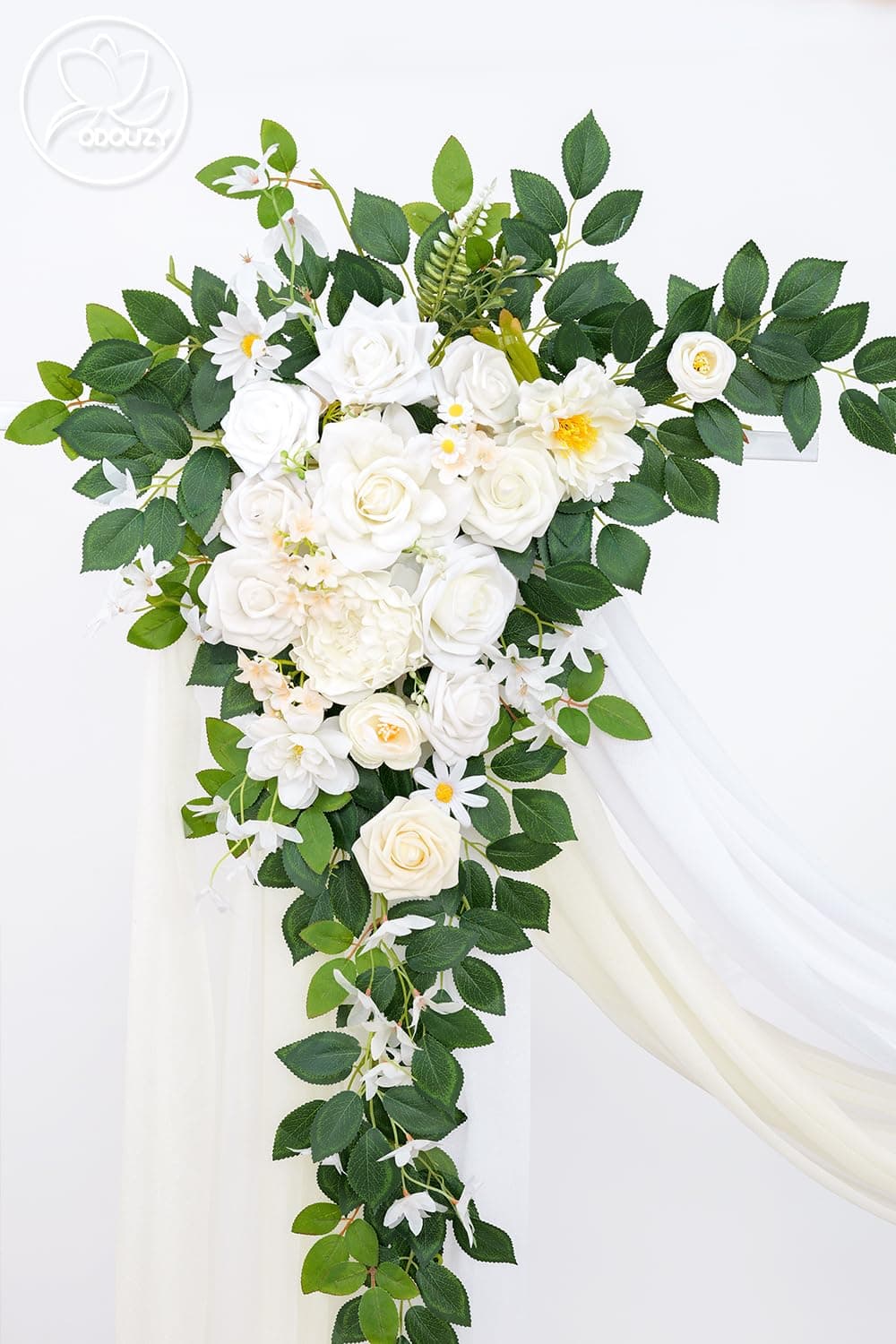 Odouzy Pack of 2 Wedding Arch Artificial Flowers Wedding Decor Flower Garland Be - Thumbnail 4