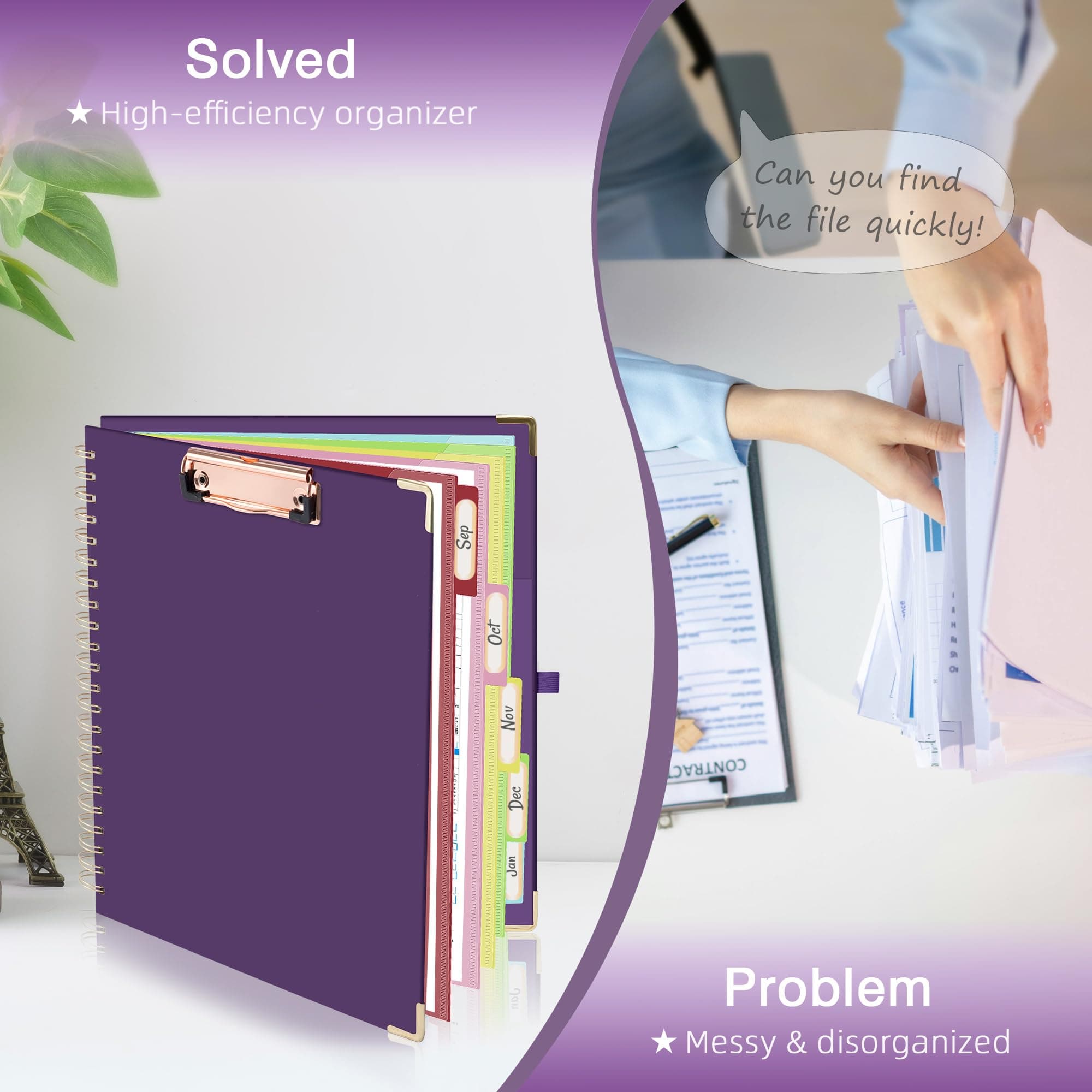 EYROZILL Spiral Notebook Clipboard with Removable Dividers Tabs, 5 Subject Noteb - Thumbnail 2