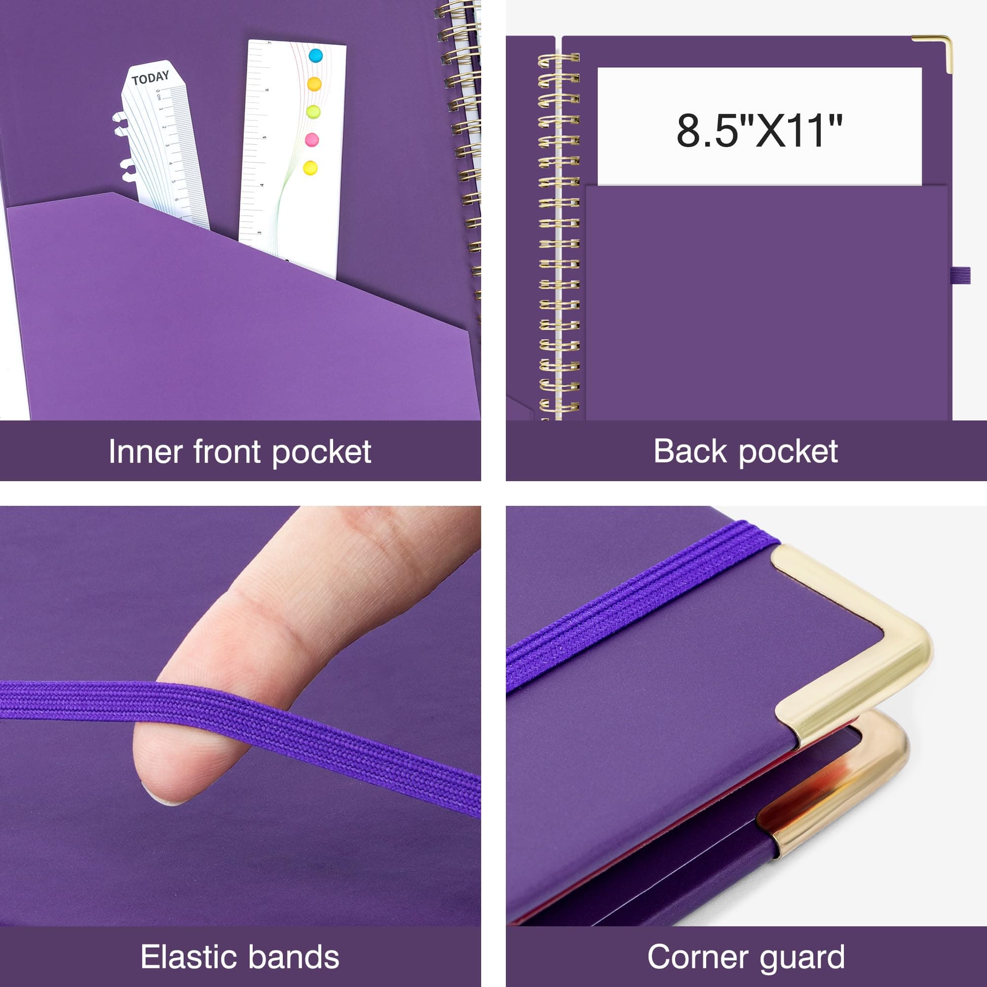 EYROZILL Spiral Notebook Clipboard with Removable Dividers Tabs, 5 Subject Noteb - Thumbnail 5