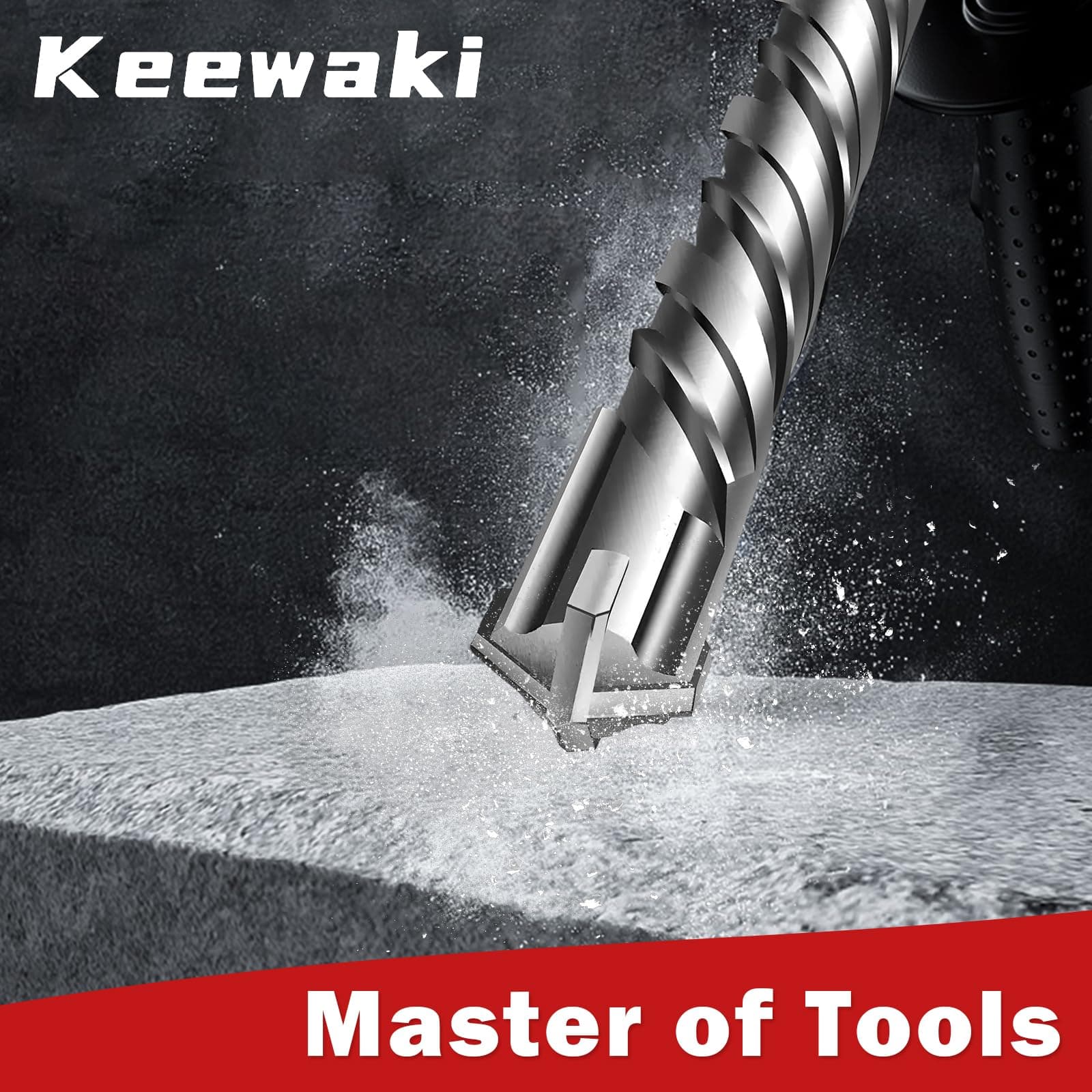 Keewaki 10 Pack 5/16" x 6" SDS Plus Rotary Hammer Drill Bits Set, Cross Carbide - Thumbnail 8