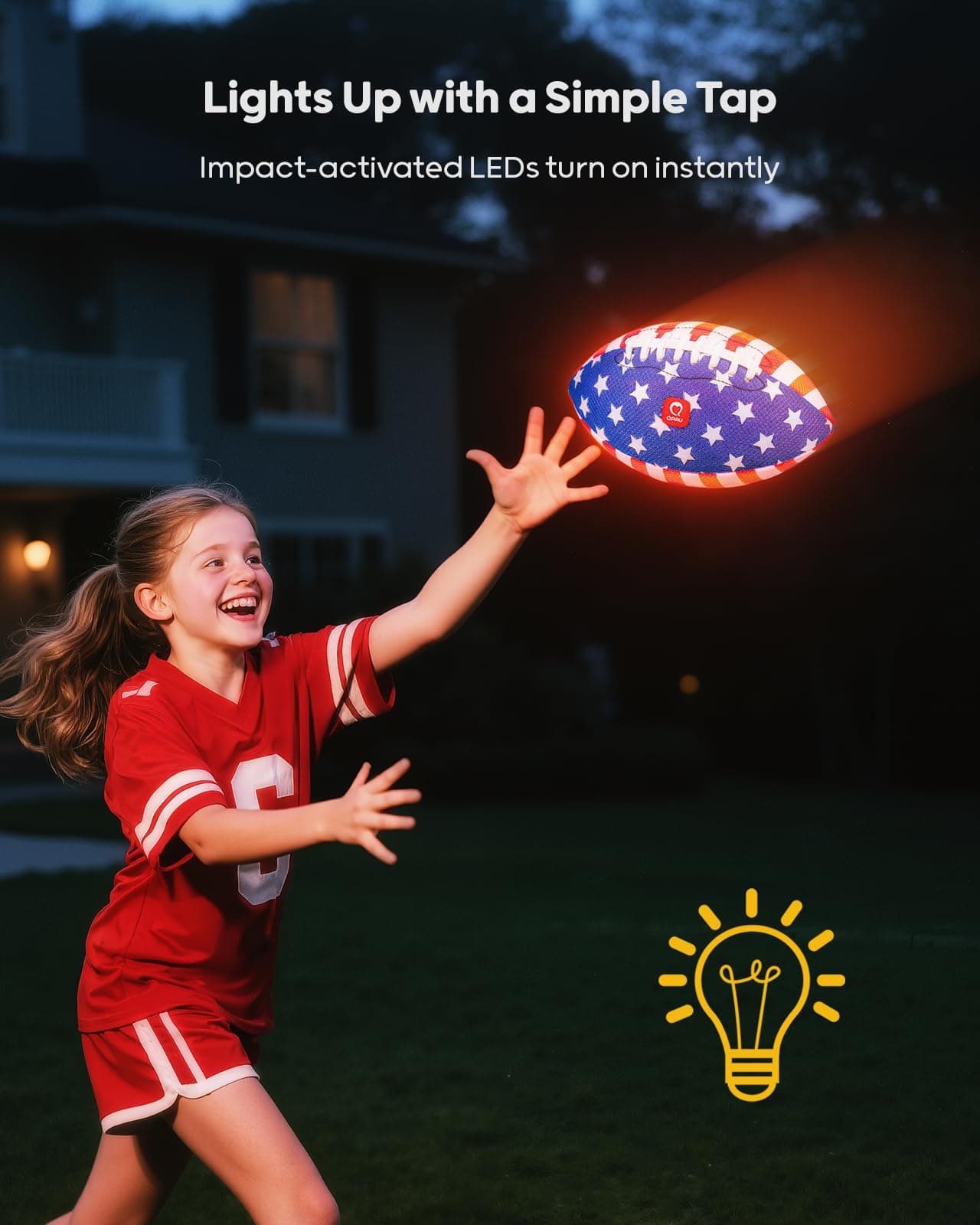QPAU 9" Glow in The Dark Football Size 3 Light Up Youth Football Pump Batteries - Thumbnail 2