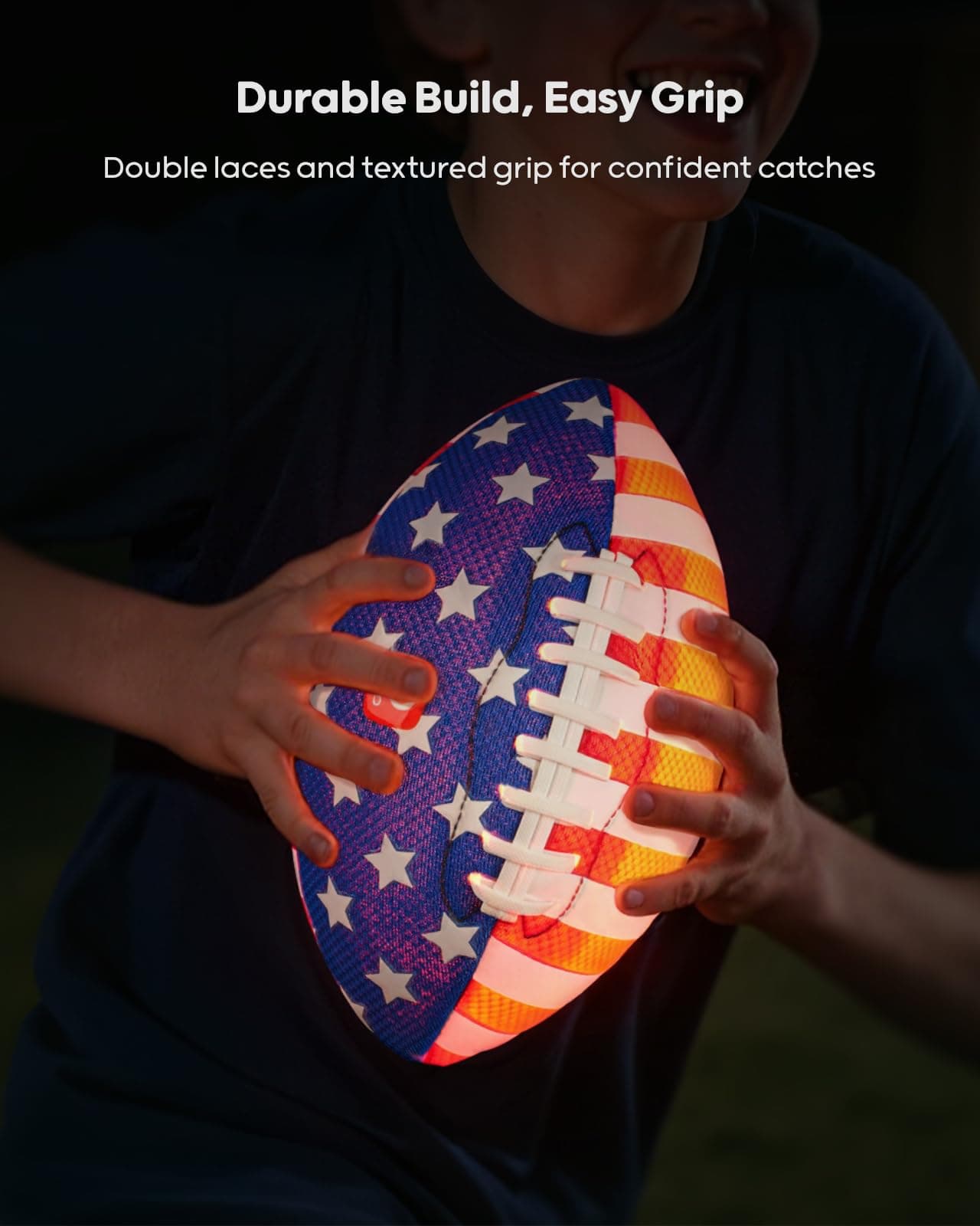 QPAU 9" Glow in The Dark Football Size 3 Light Up Youth Football Pump Batteries - Thumbnail 3