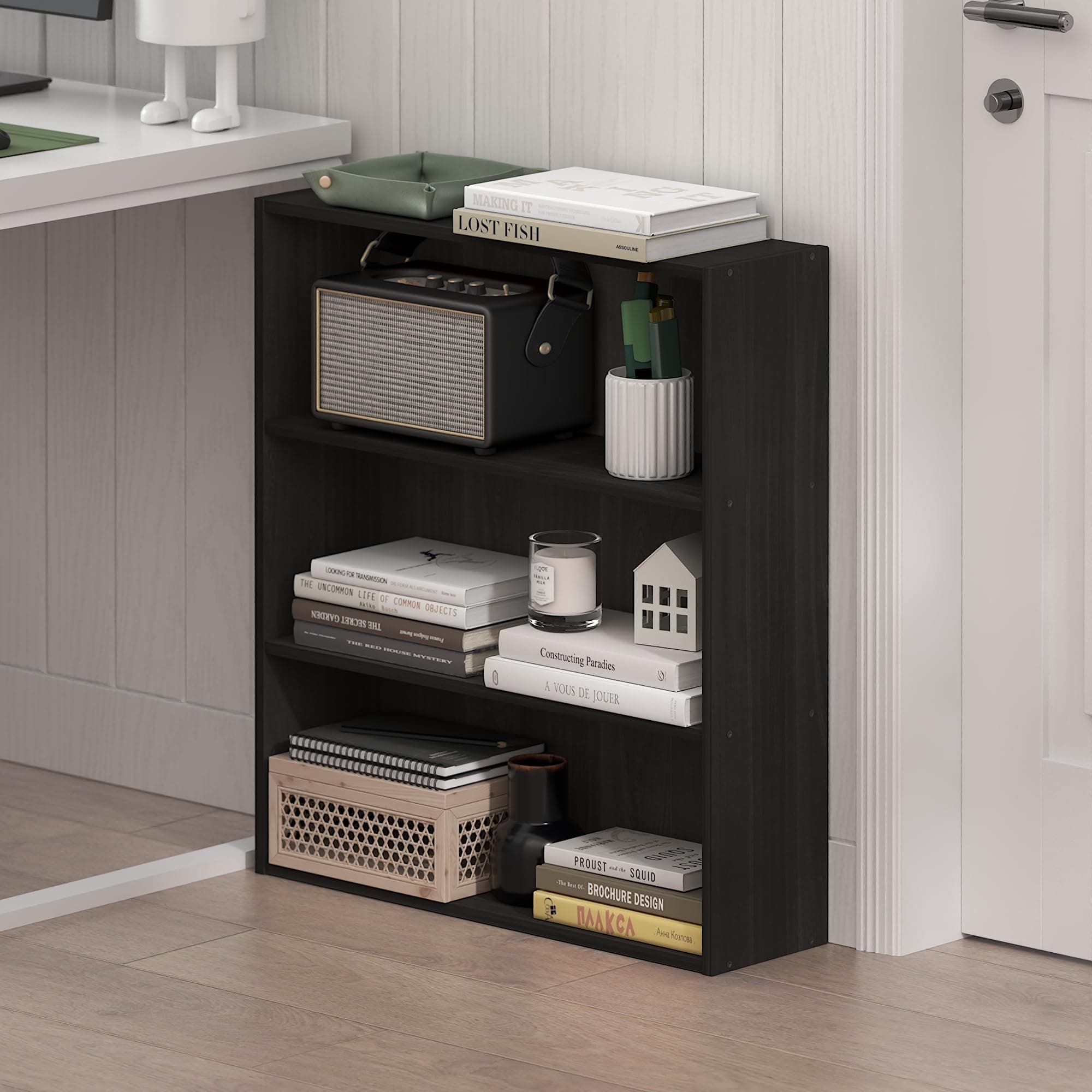 Furinno Basic Book Shelf, 3-Tier Bookshelf, Storage Organizer Bookcase with Open - Thumbnail 2
